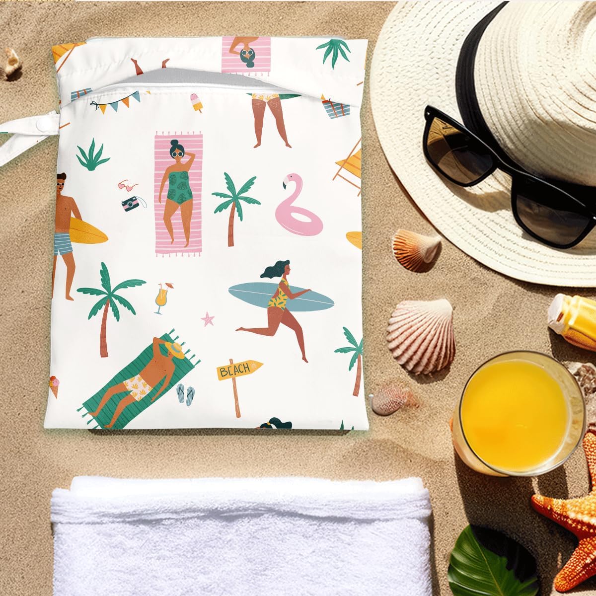 Wet Bag for Swimsuit Pool Travel Baby Cloth Diapers Dirty Yoga Gym Clothes Beach Bags Summer Gifts for Women Men Beach Vacation Essentials Costal Waterproof Wet Dry Bag Travel Laundry Bags