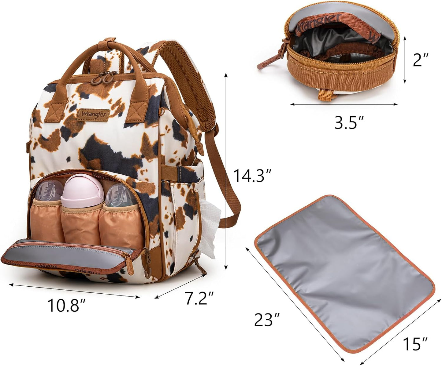 Montana West Wrangler Diaper Bag Backpacks Western Backpack Purses Multi-function Baby Bags for Mom with Waterproof Changing Pad & Pacifier Case