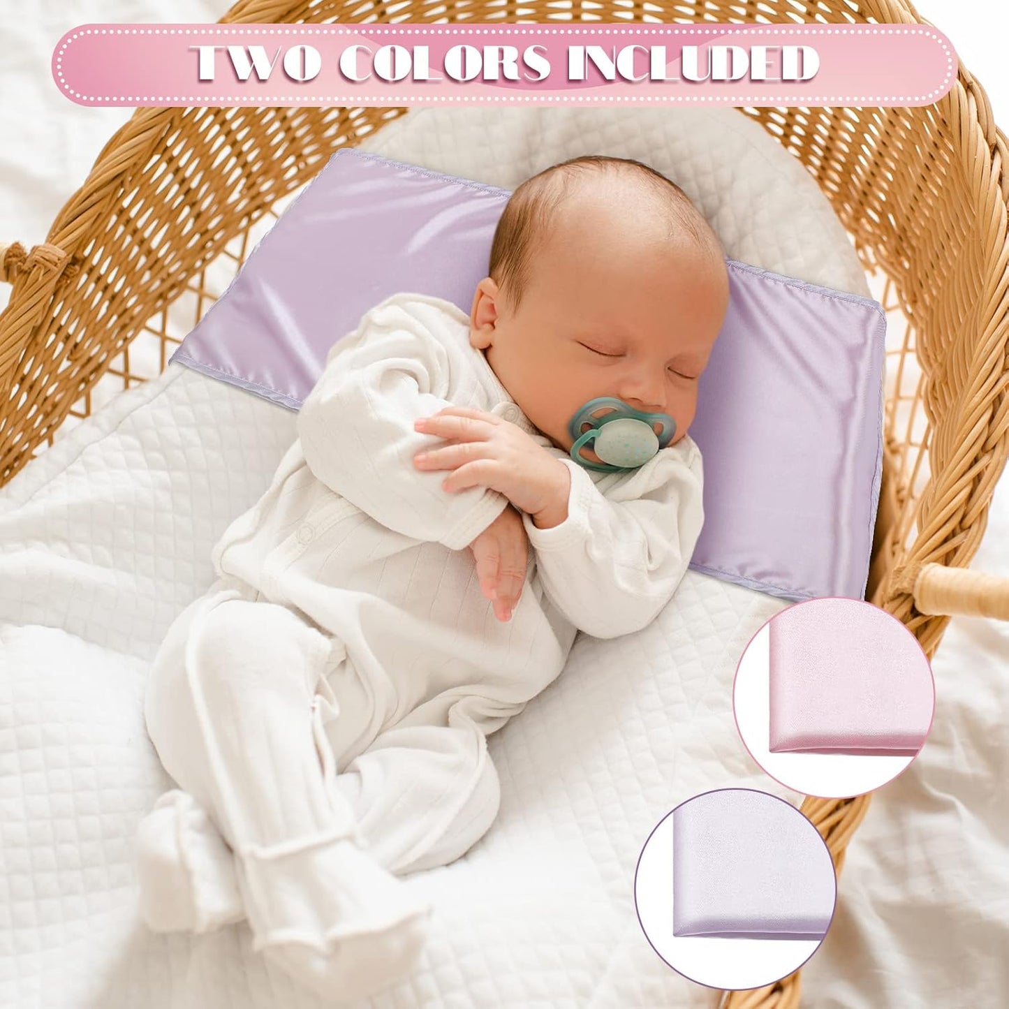 Hosuly 2 Pcs Satin Bassinet Sheet Baby Hair Soft Silk Feeling Sheet Baby Bassinet for Rectangle Cradle Pad Mattress Boys Girls Newborn Infant(Pink and Purple)