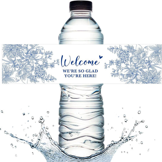 100PCS Wedding Water Bottle Labels Waterproof Greenery Floral Wraps Sticker for Water Bottle Baby Shower Bottle Label for Bridal Shower Party Welcome A08