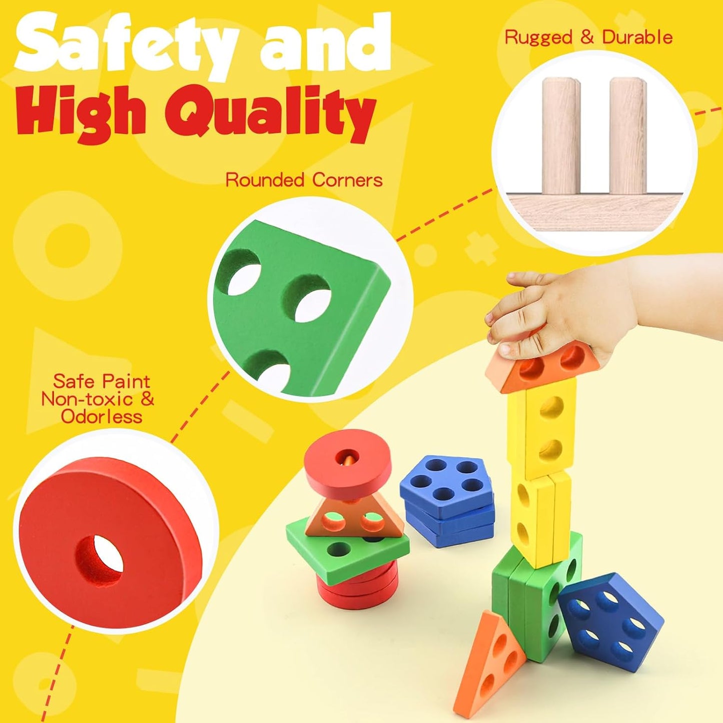 Montessori Toys for 1 2 3 Year Old Girls Boys, Wooden Sensory Toys for 1-3 Year Old Birthday Gifts, Education Toddler Puzzles Toddler Easter Basket Stuffers Learning Toy Activities Puzzles Ages 1-3