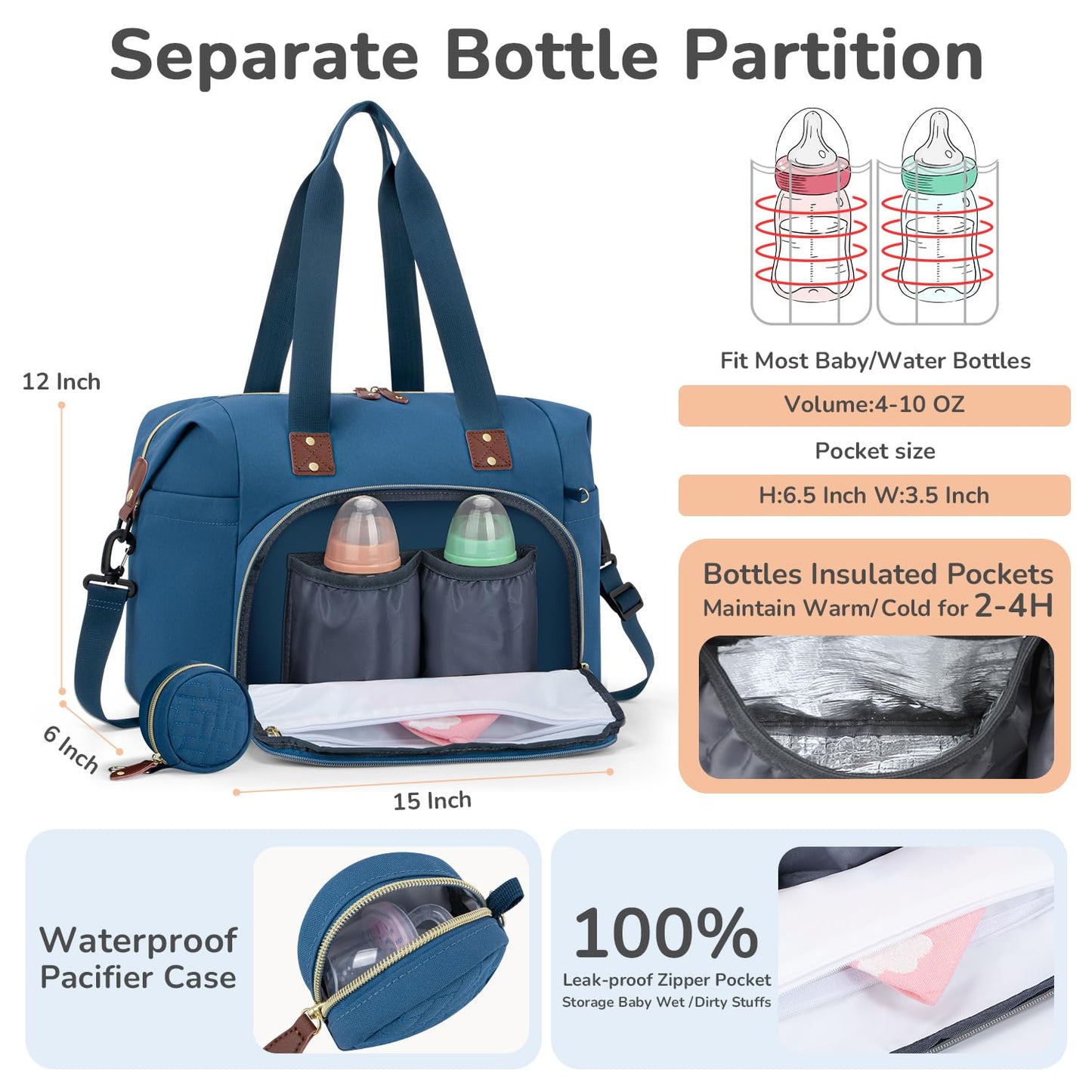 Diaper Bag Tote, Baby Bag Travel Diaper Tote Bag with Pacifier Case, Cute Maternity Hospital Baby Stylish Diaper Tote for Mom Dad Medium Size, Blue