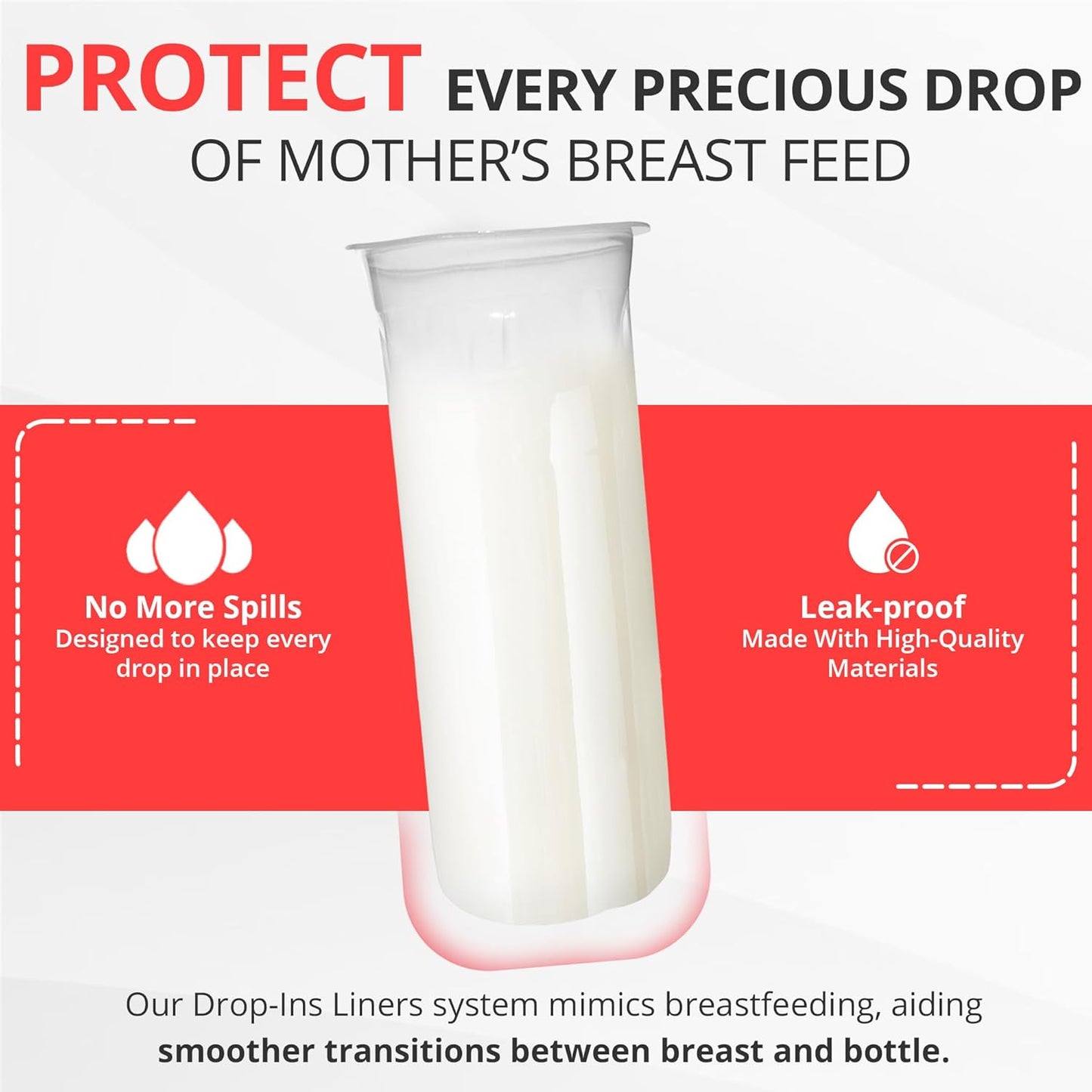 Playtex Baby Nurser Pre-Sterilized Disposable Drop-Ins Baby Bottle Liners, 8 Oz (100 Count), Anti-Colic, Gas Reduction, Easy to Clean, Closer to Breastfeeding, Perfect for Travel and On The Go