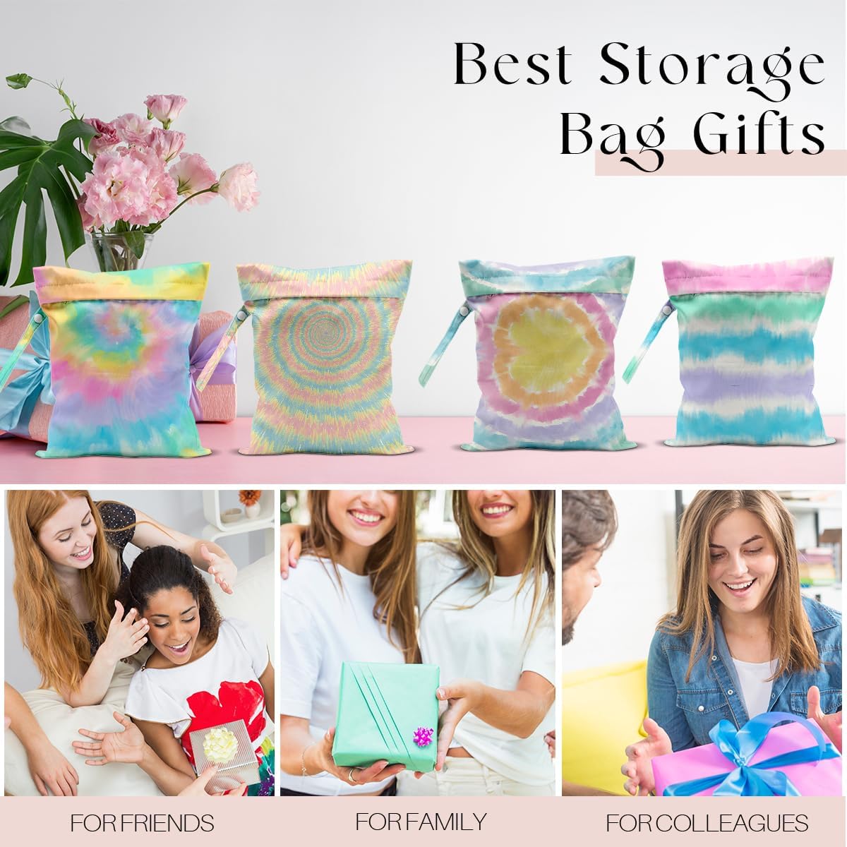 4 Pack Wet Bag for Swimsuit, Beach Travel Essentials Wet Dry Bag, for Sunscreen Toiletry Dirty Clothes Yoga Gym Diaper, Friend Summer Beach Vacation Gifts. Visual impact