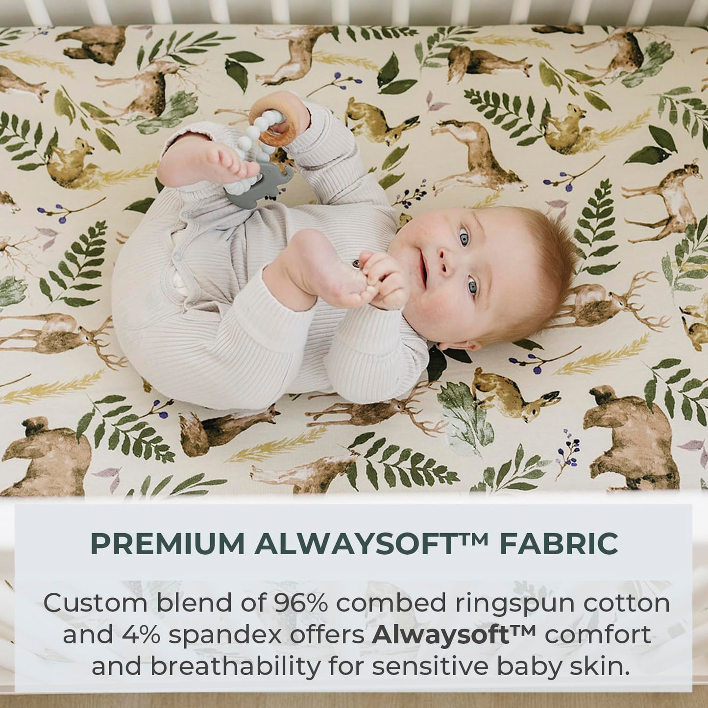 Pobibaby - 2 Pack Premium Pack N Play Sheets Fitted for Standard Pack and Plays and Mini Cribs - Ultra-Soft Cotton Blend, Stylish Woodland Pattern, Safe and Snug for Baby (Wildlife)