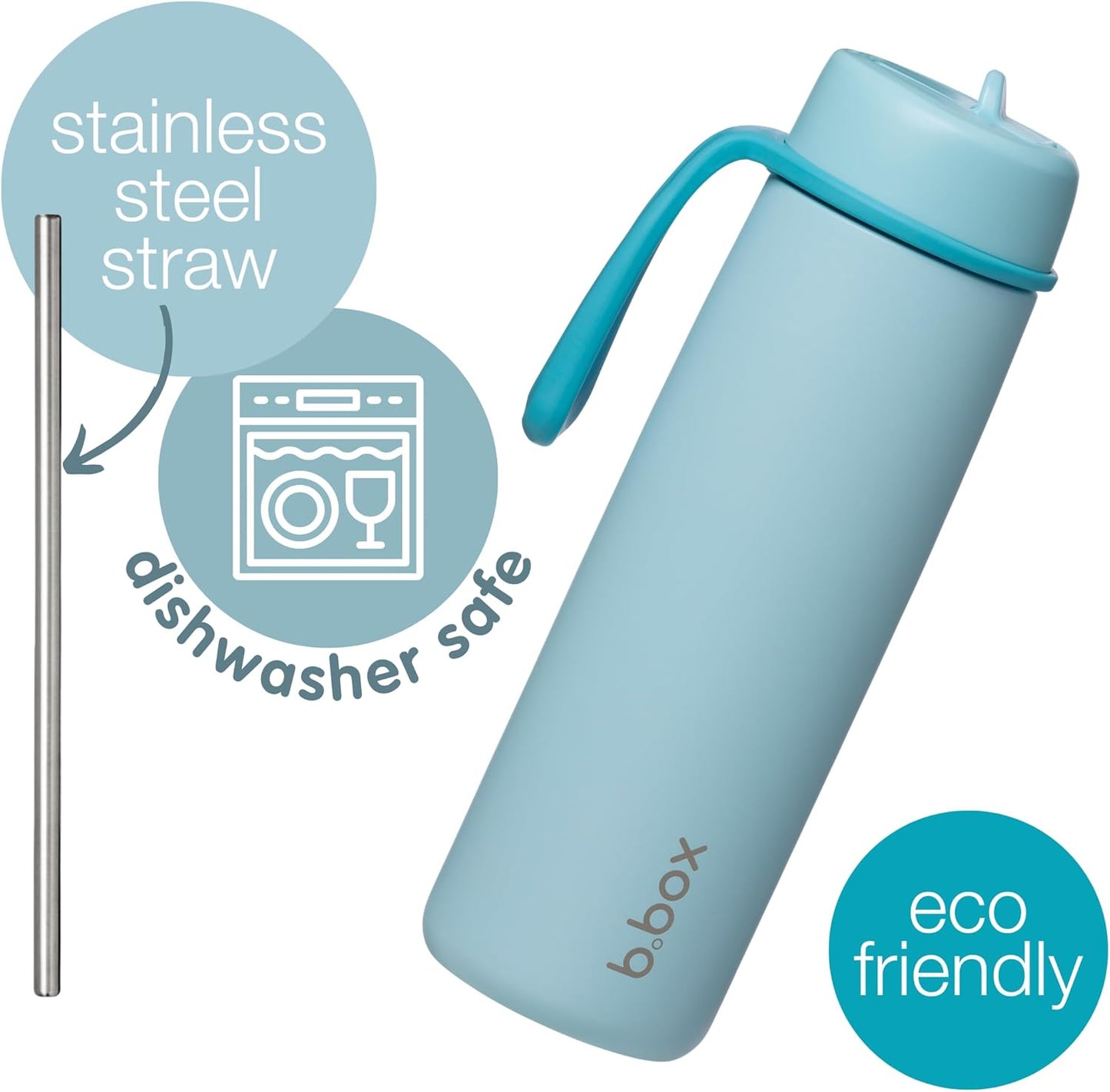 b.box Triple Insulated 23oz Water Bottle w/Stainless Steel Straw. 44 Hours Cold. Leak Proof Tumbler with Lid and Straw for Travel, Gym & School. BPA Free Sports Water Bottles.