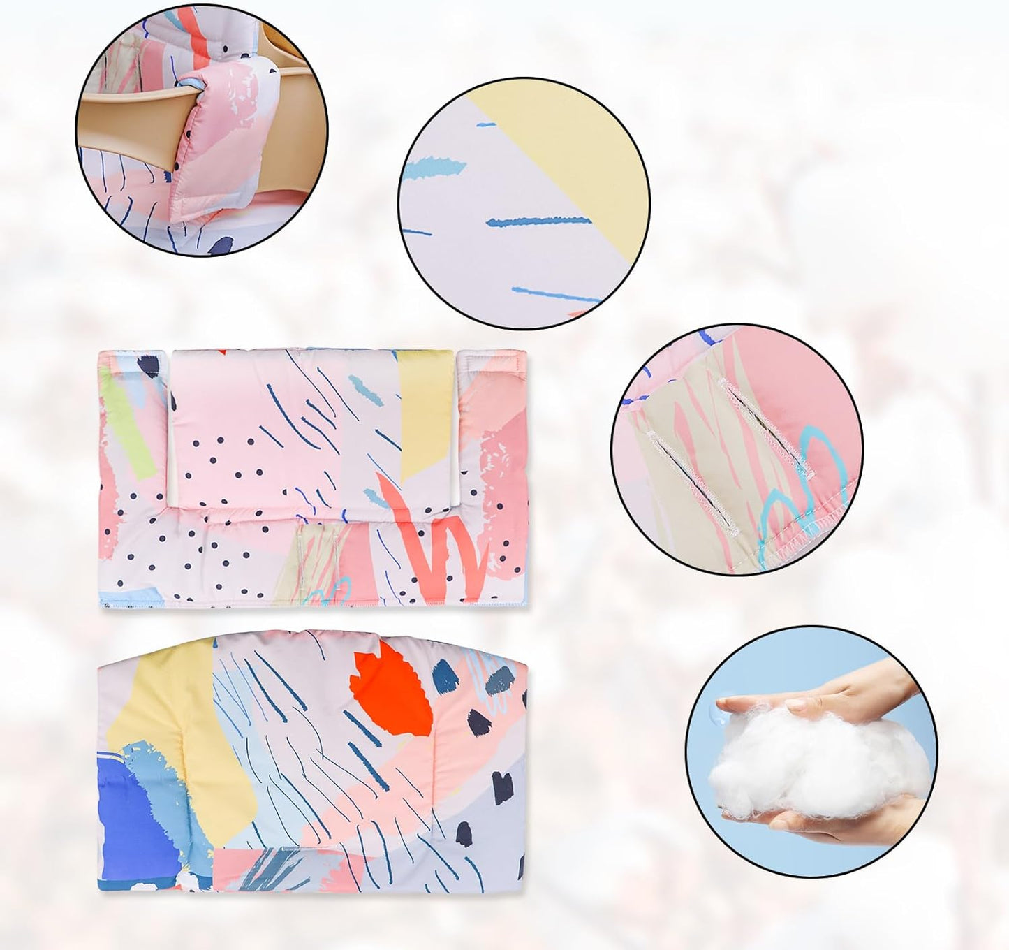 High Chair Cushion, Soft and Comfortable for Tripp Trapp High Chair Cushion, with Two High Chair Placemat, for Tripp Trapp Cushion Set Makes It More Comfortable for Baby (Colorful Patterns)