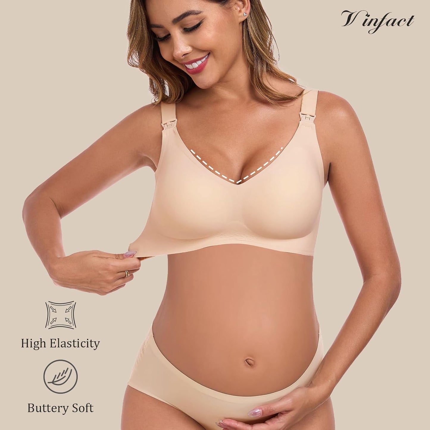 Vinfact 3 Pack Nursing Bras for Breastfeeding Comfort Maternity Bras for Pregnancy Wireless Seamless Breastfeeding Bras