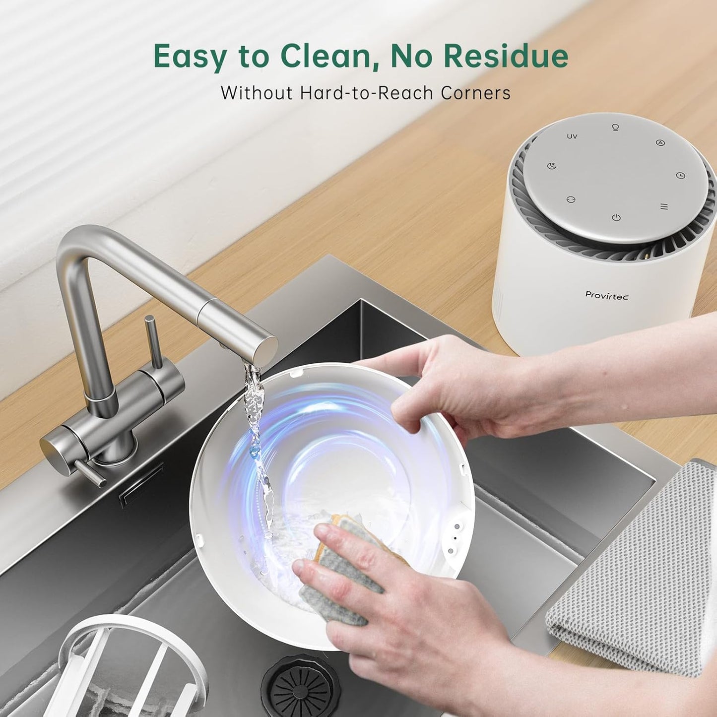 MistFree Smart Humidifier for Bedroom, Evaporative Humidifier No White Dust, Auto Humidity & APP Control, 3L Water Tank Easy to Clean, Sleep Mode, Timing, Humidifiers for Home/Office(White)