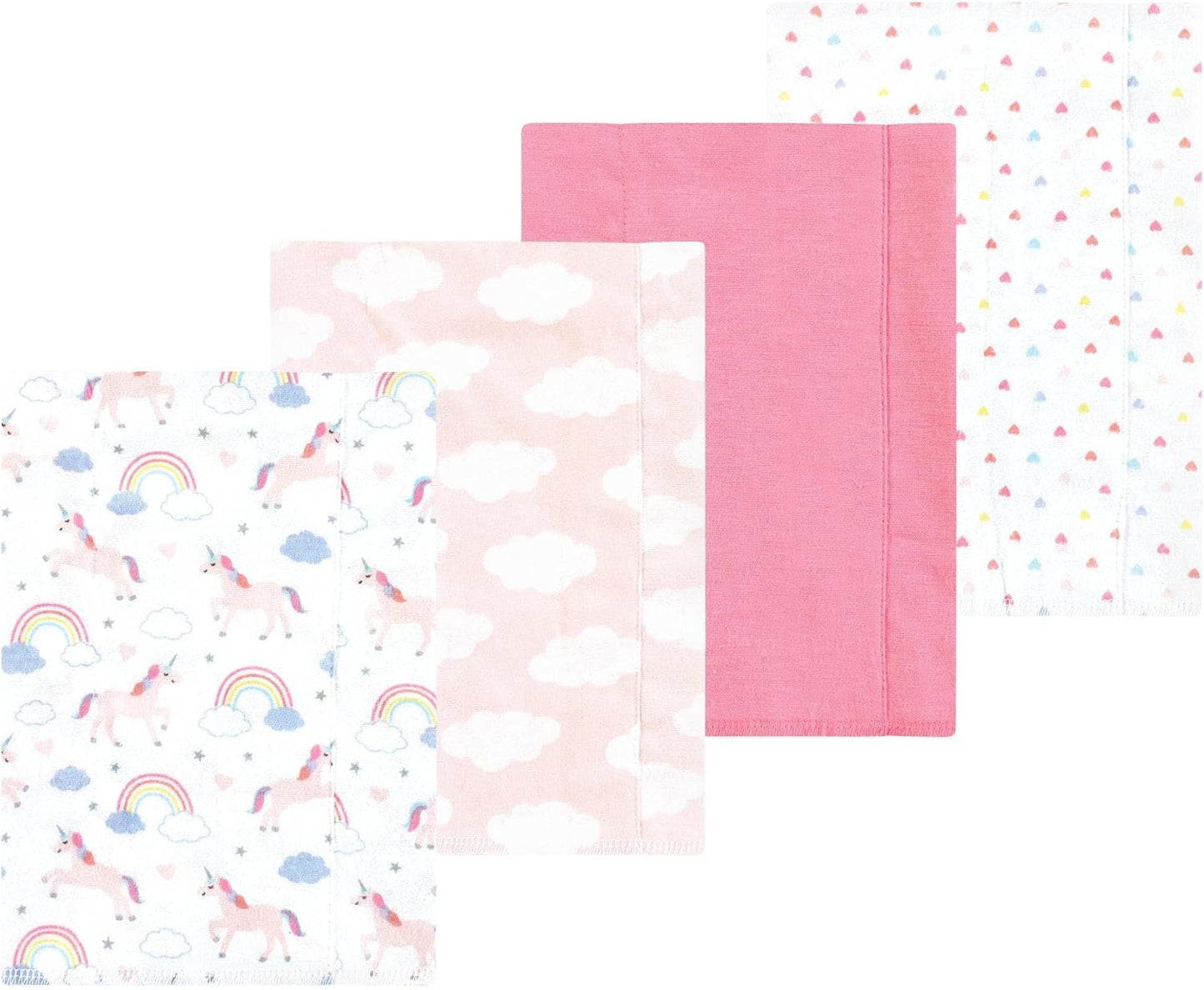 Luvable Friends Hudson Baby Flannel Burp Cloths 4pk, Pink Unicorn
