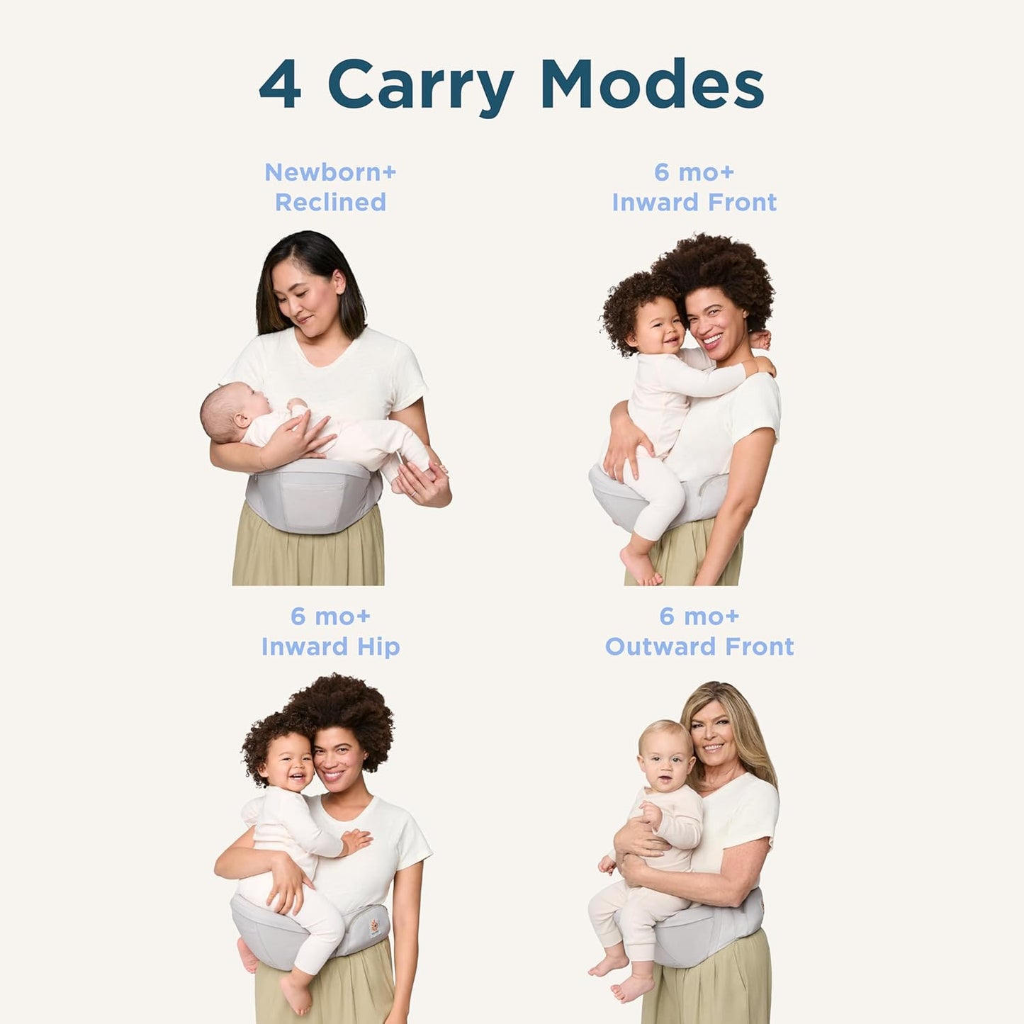 Ergobaby Ergonomic Baby Carrier Hip Seat with Storage, Comfortable Wide Waistbelt and Lumbar Support (17-45 lb) from The Brand Leader in Carriers, Lift Hip Seat, Natural Beige