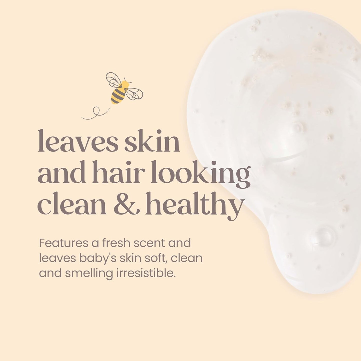 Burts Bees Baby Shampoo and Baby Wash Refill, Original, Plant-Based Formula, Tear-Free, Pediatrician-Tested, Natural Origin, Gently Cleans Sensitive Skin and Hair, 33.8 Fl Oz