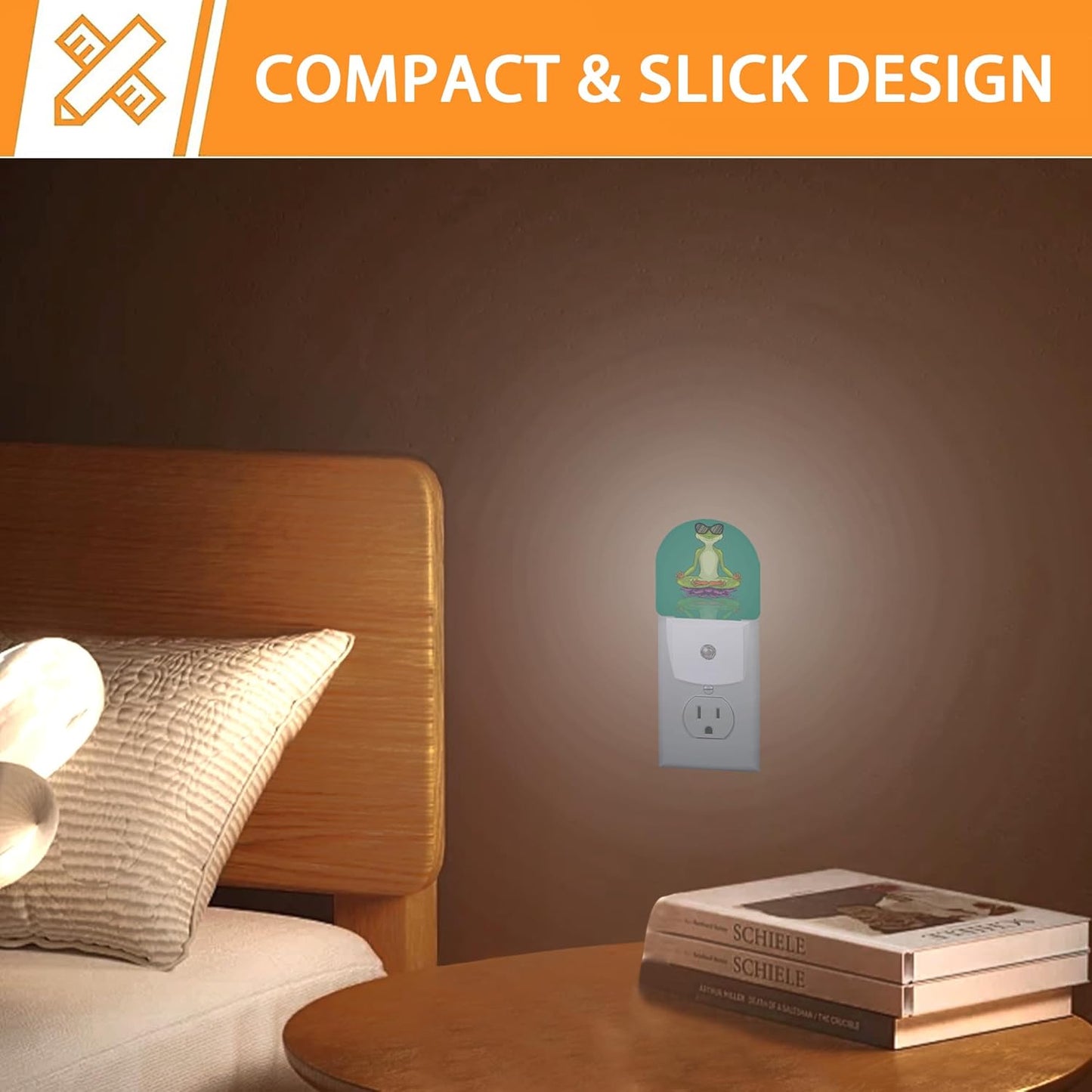 Frog in Meditation Night Light,Funny Night Lights Plug into Wall with Dusk to Dawn Sensor,Lamp for Bedroom Bathroom Hallway Nightlight for Women Girls