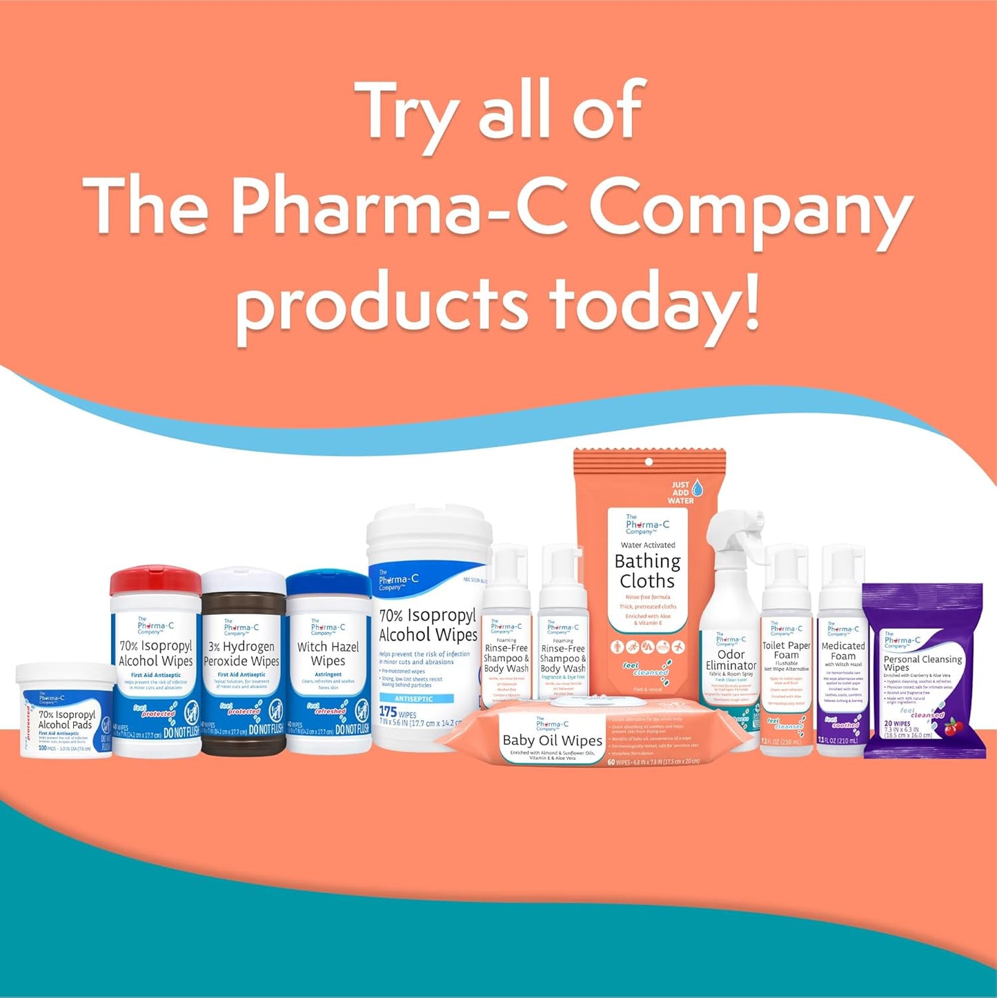 The Pharma-C Company Baby Oil Wipes. (60 Wipes) Enriched with Almond and Sunflower Oils, Aloe and Vitamin E.