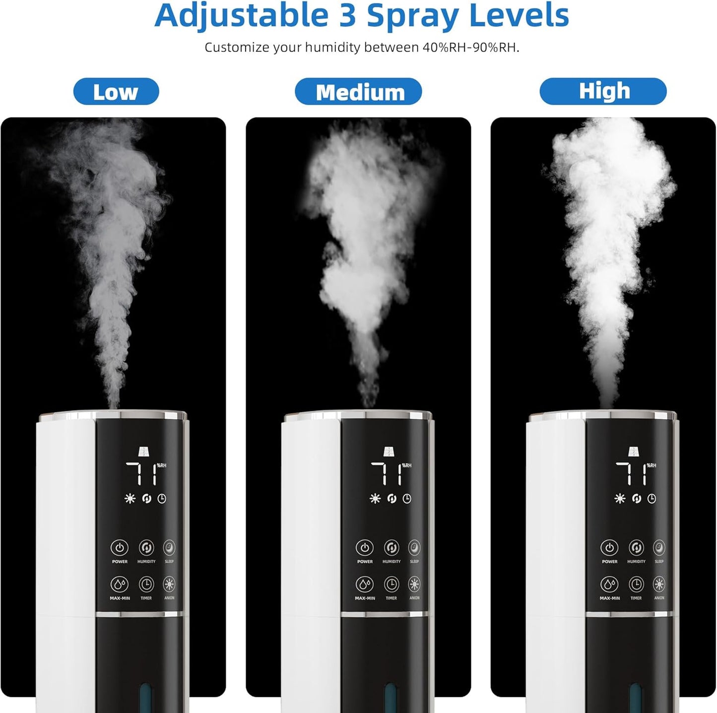 LUDATIDO Large Humidifier for Bedroom, 9L/2.5Gallon Cool Mist Humidifier with Humidistat, 360°Nozzle,350ML/H BigMist Level, Cover up to 550ft², Quiet 30db with essential oil diffuser