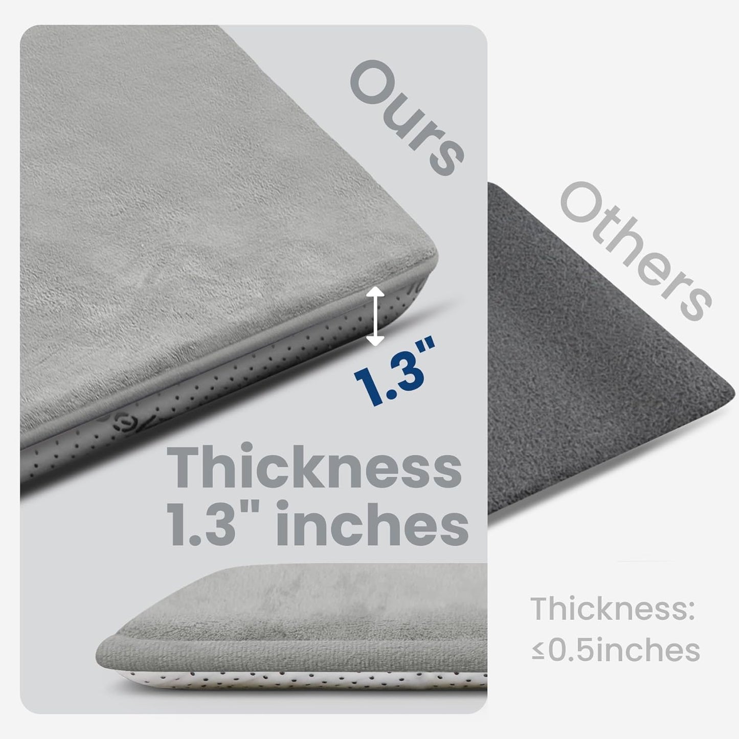 Baby Play Mat for Floor,1.3" Thick Elasti-Foam 50"×50" Playpen Mat for Tummy Time,Water Repellent Soft Coral Velvet for Toddler,Infant,Kids,Non-Slip Backing Safe for Crawling(Light Grey)