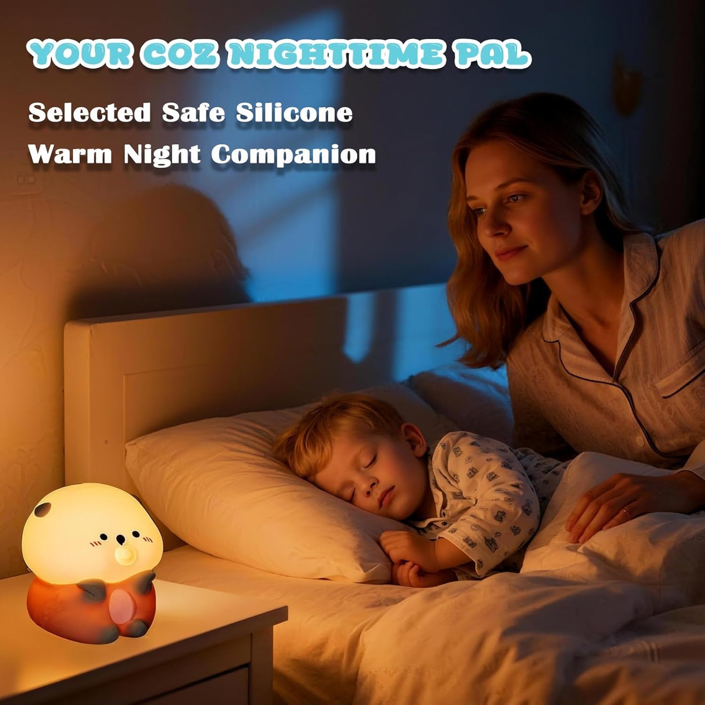Sea Otter Night Light, Cute Otter Gifts, Soft Silicone Lamp with 3 Level Warm Light and RGB Changing, Breastfeeding Nursery Portable Kawaii Bedside Lamp for Baby, Toddler, Boys and Girls