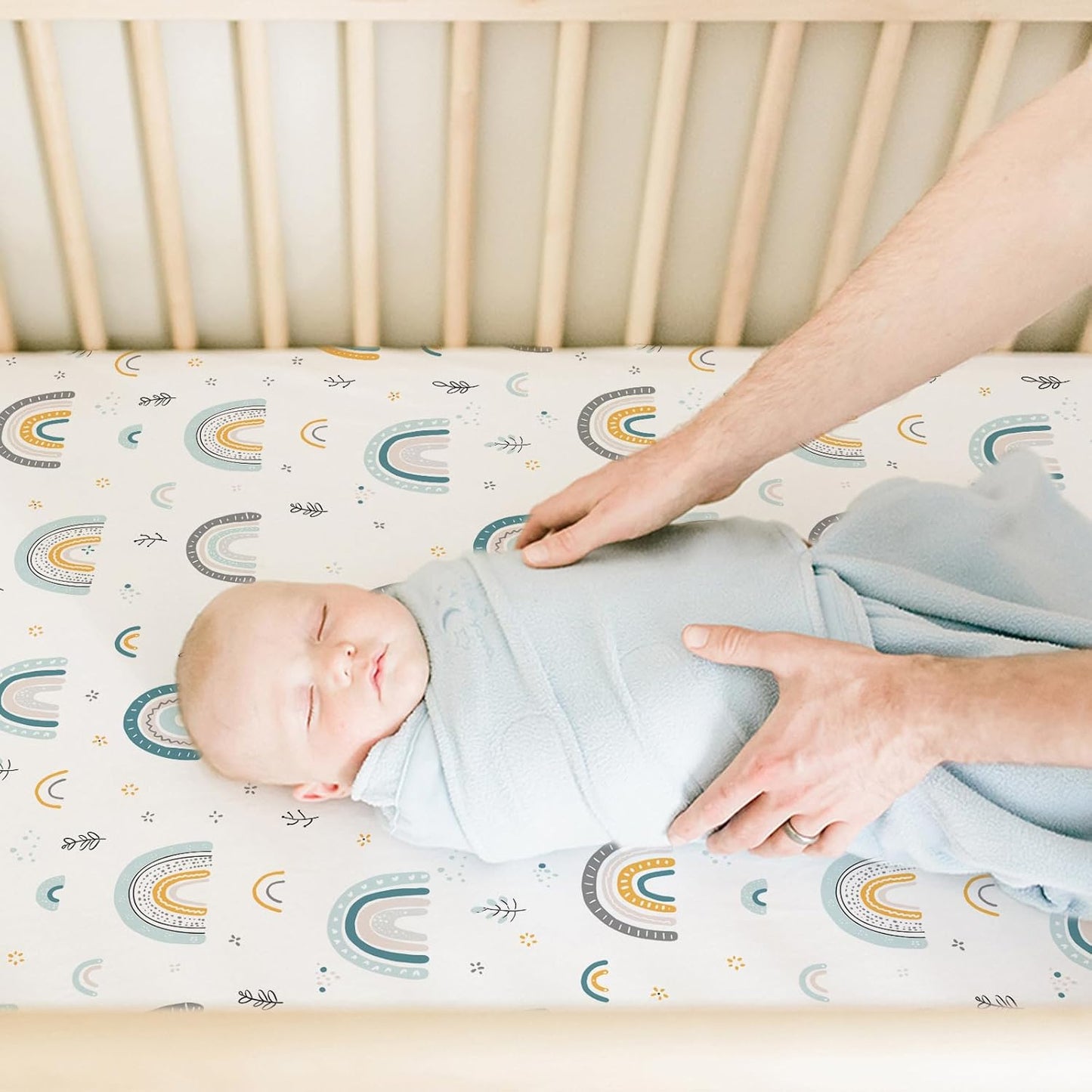 BBROLEX Baby Fitted Crib Sheets: Kid Crib Sheets - Set of 2 for Toddler Standard Size Crib Mattress for Boys and Girls - Jersey Knit Crib Bed Sheets Rainbow Stars