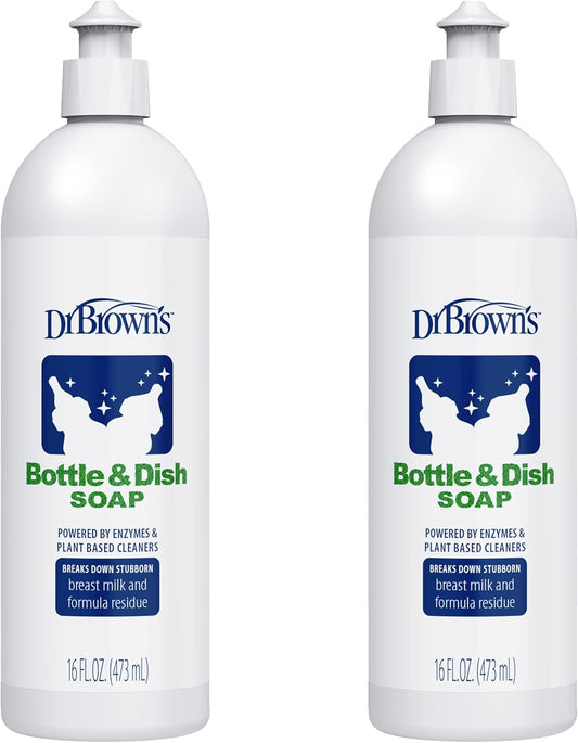Dr. Brown's Bottle & Dish Soap for Baby Bottles and Baby Accessories, Plant-Derived, Fragrance-Free, 16 fl oz, 2 Pack