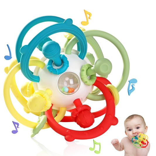 Orzbow Rattle & Sensory Teething Toys for Baby, Montessori Teethers Toys for Babies 3-12 Months, Infant Teething Relief Chew Toys, Stimulating Little Minds & Hands with Educational Toys for Toddlers