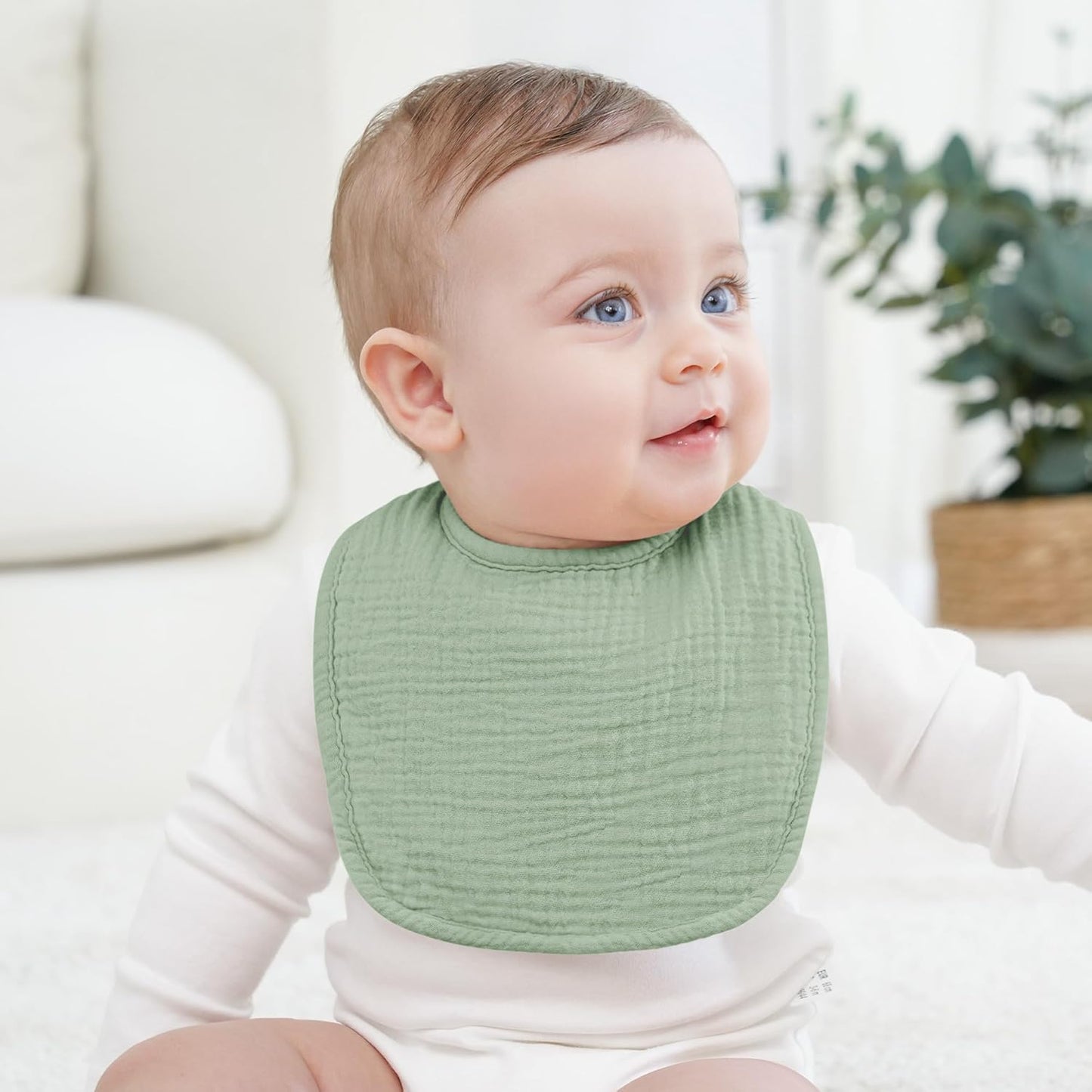 Bearmoss Muslin Baby Drooling Bibs 8 Pack, 100% Cotton Square Adjustable Bandana Bibs Gift for Baby Girls Boys Teething Drool