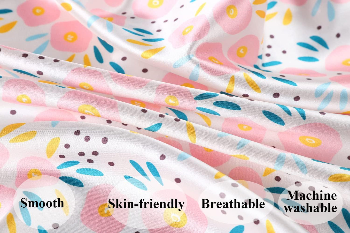 Satin Nursing Pillow Cover Set 2 Pack Ultra Soft Silk Compatible with Boppy Pillow for Breastfeeding Pillow Protect for Baby Hair and Skin Floral & Floral