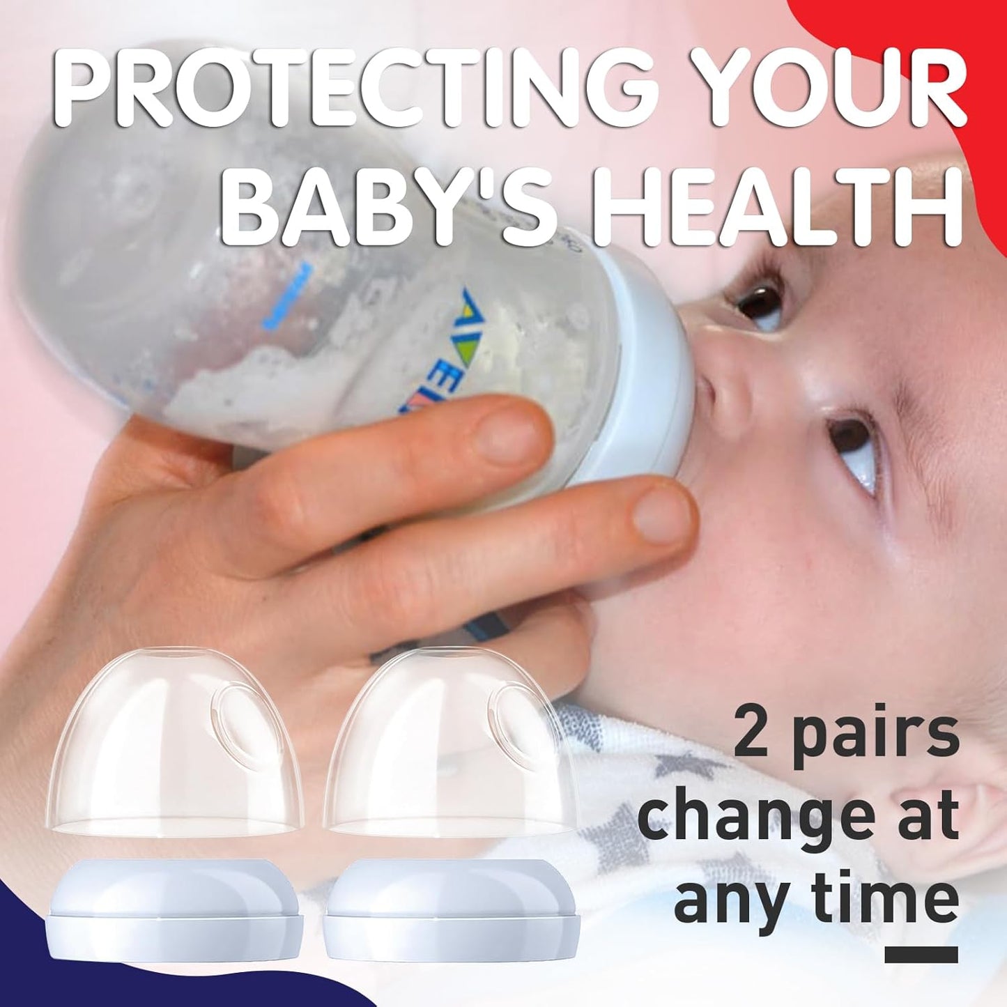 Baby Bottle Caps Replacements - Dome Caps Collar Accessories for Philips Avent Bottles, Nipple Rings for Philips Avent Natural Bottles - 2-Pack Baby Bottle Rings and Caps Kit