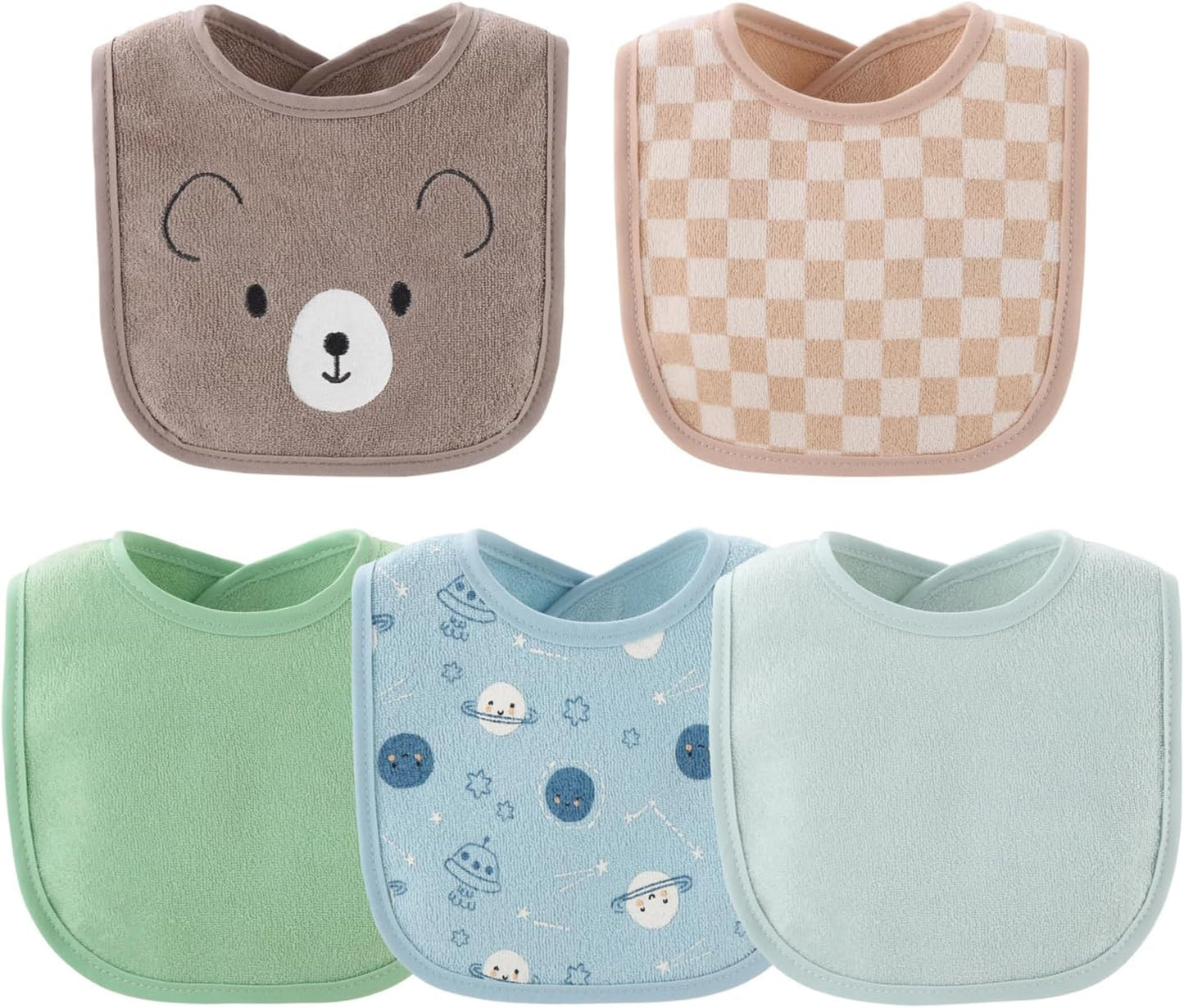 The Peanutshell Baby Boy or Girl Terry Bibs Set of 10-100% Cotton, Soft, Absorbent Baby Bibs for Boys and Girls, Unisex Toddler Baby Boy or Girl Bibs Set, Newborn & Infant Bib - Soft Neutral