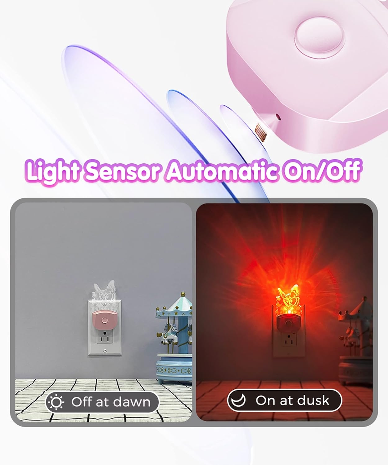 L LOHAS LED Kids Night Light, 8 RGB Color Changing Butterfly Night Lights with Dusk to Dawn Sensor, Acrylic Nursery Nightlight for Baby Room, Toddler Bedroom Decor & Gifts