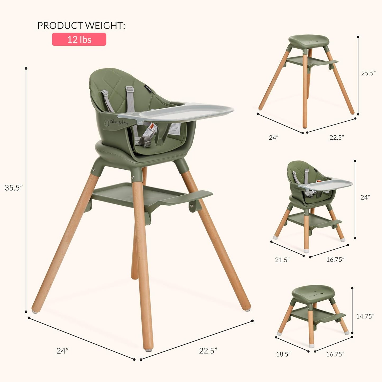 Dream On Me NibbleNest 3-in-1 Highchair
