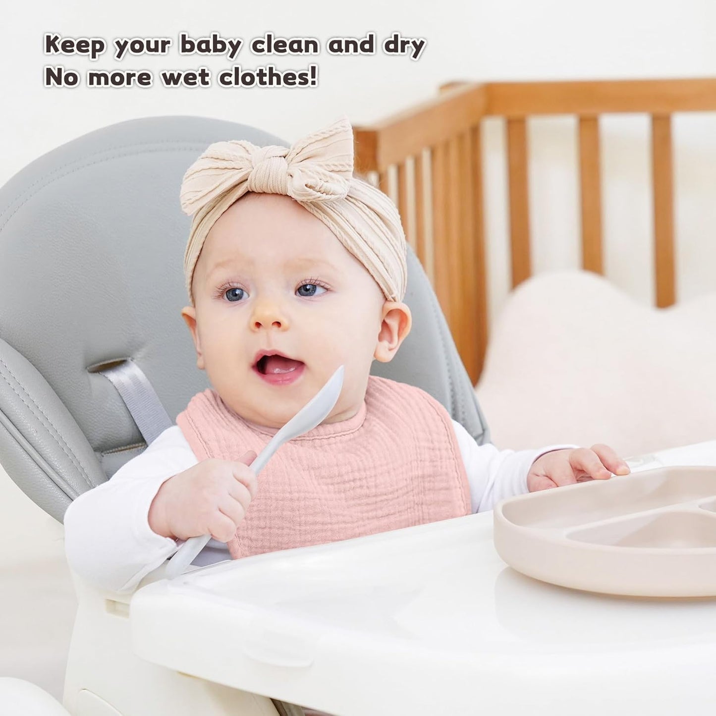 Susurration Muslin Baby Drool Bibs 10Pack Soft Square Adjustable Bandana Bibs for Unisex Baby Girls & Boys