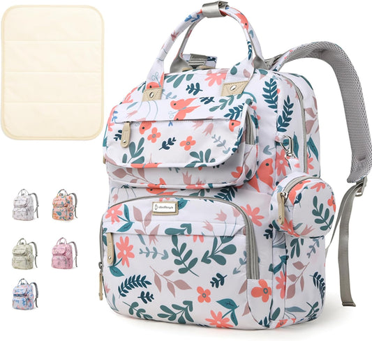 Diaper Bag Backpack for Baby – Large Capacity Waterproof Travel Tote, Multifunction Baby Bag with Changing Pad, Pacifier Holder & Stroller Straps (Jungle Green)