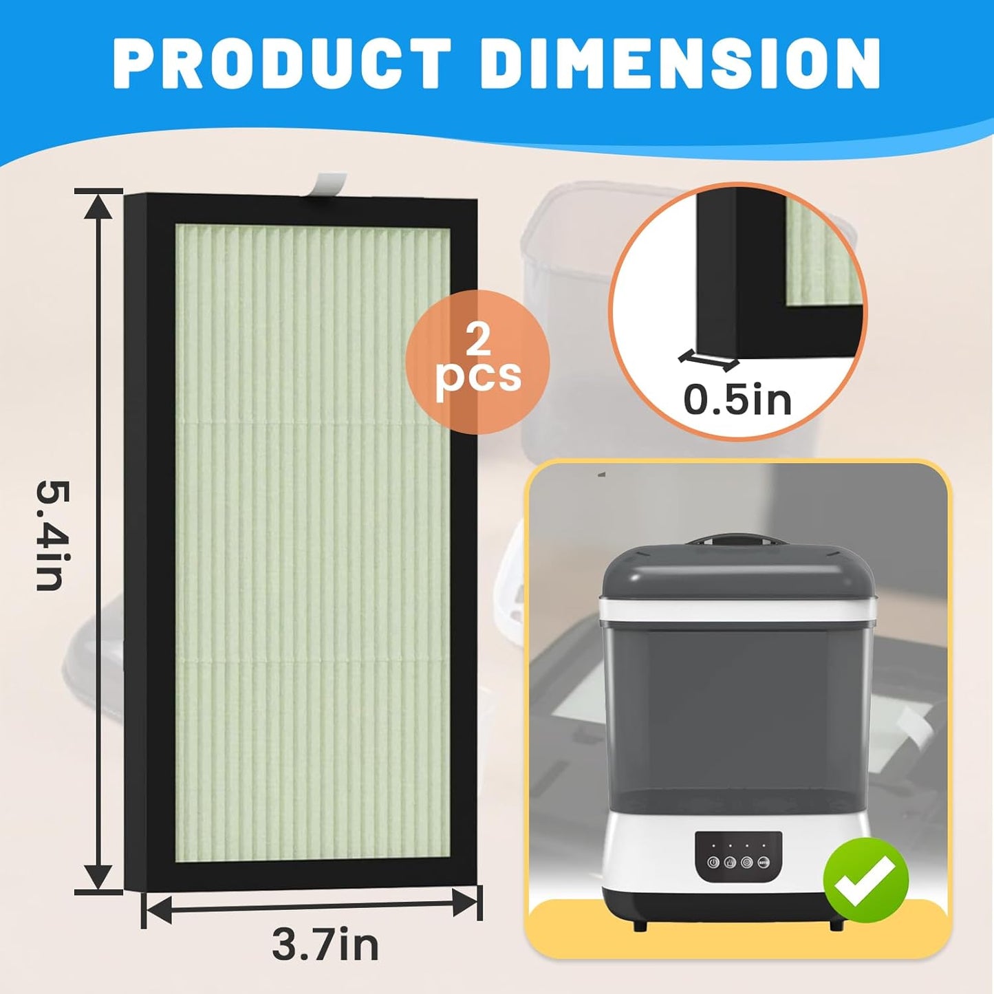 2 Pack HEPA Filter Replacement Compatible with Dr. Brown's Dryer - Dryer Advanced Filter for Baby Bottles and Pacifiers