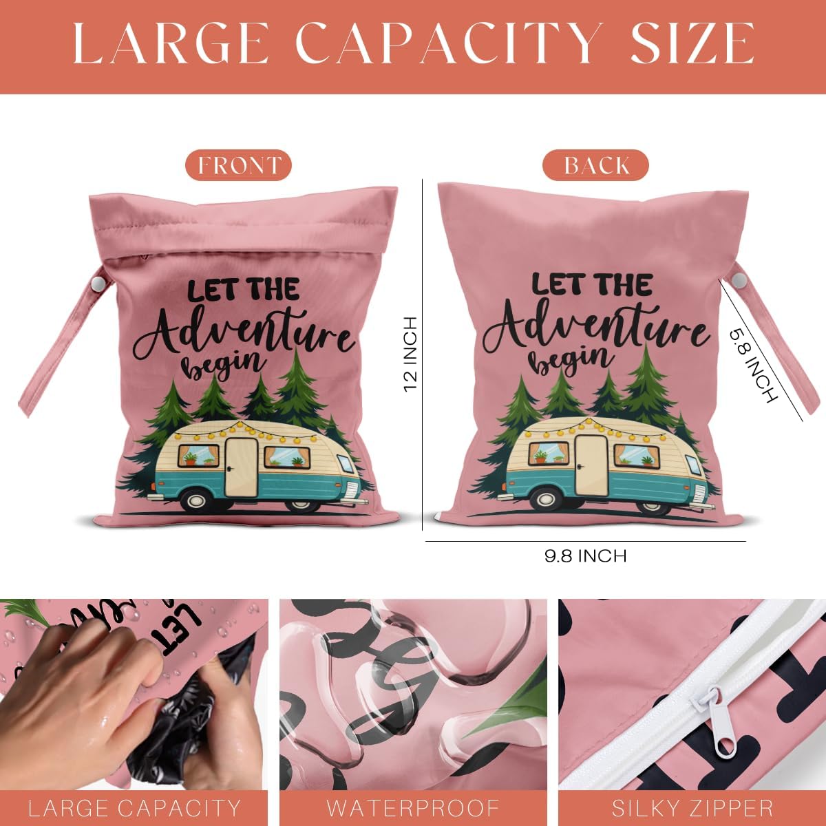 4 Pack Camping Wet Bag Waterproof Reusable Wet Dry Bag for Swimsuit Diaper Travel Beach Pool Gym Toiletries Funny Novelty Gifts for Campers Camping Accessories for Rv Campers Birthday Christmas