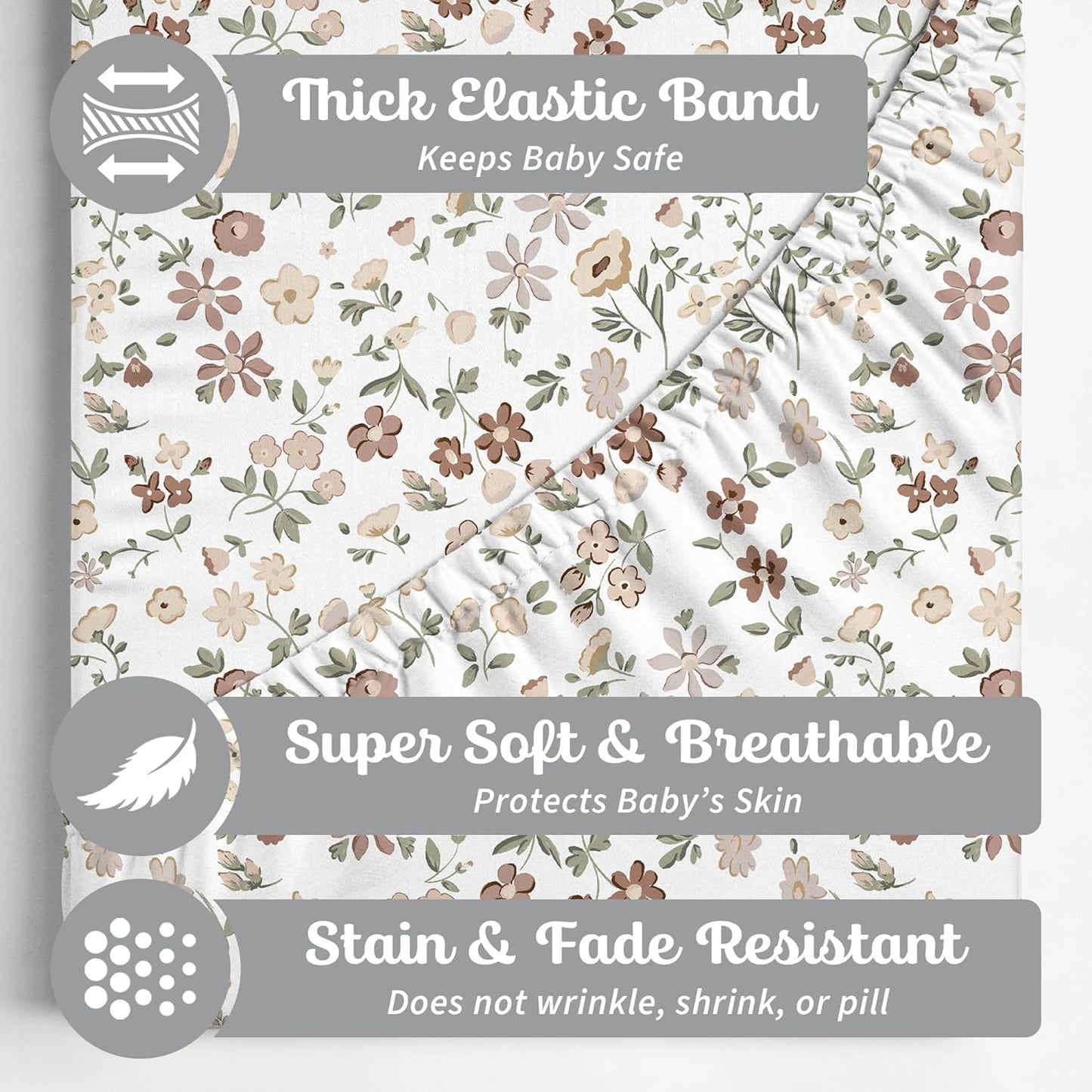 Baby Changing Pad Cover 2-Pack for Girls (Fleurette) - Premium Fitted Sheets Baby Diaper Changing Table Cover - Buttery Soft Cotton Blend