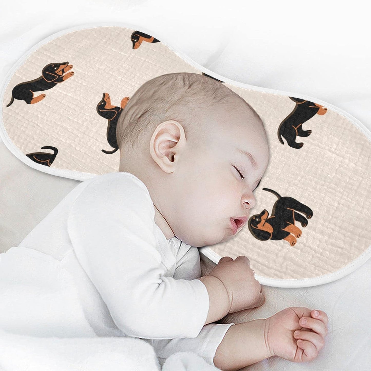 Muslin Baby Burp Cloths Set of 2, Soft Absorbent Cute Dogs Dachshunds Muslin Washcloths, Bibs, Face Towel for Newborn Boys Girls, 22 x 11 Inch