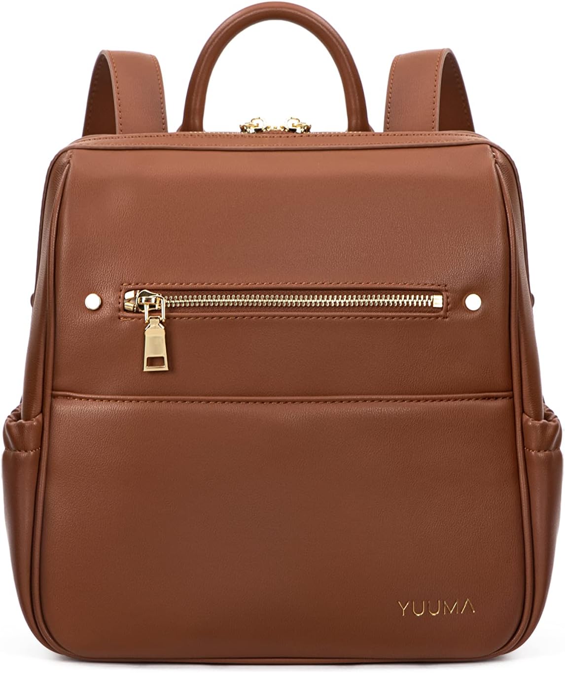 YUUMA Mini Diaper Bag Backpack-Minimalist bag With Premium Vegan Leather Material With 7 Interior and 5 External Pockets (Cinnamon)