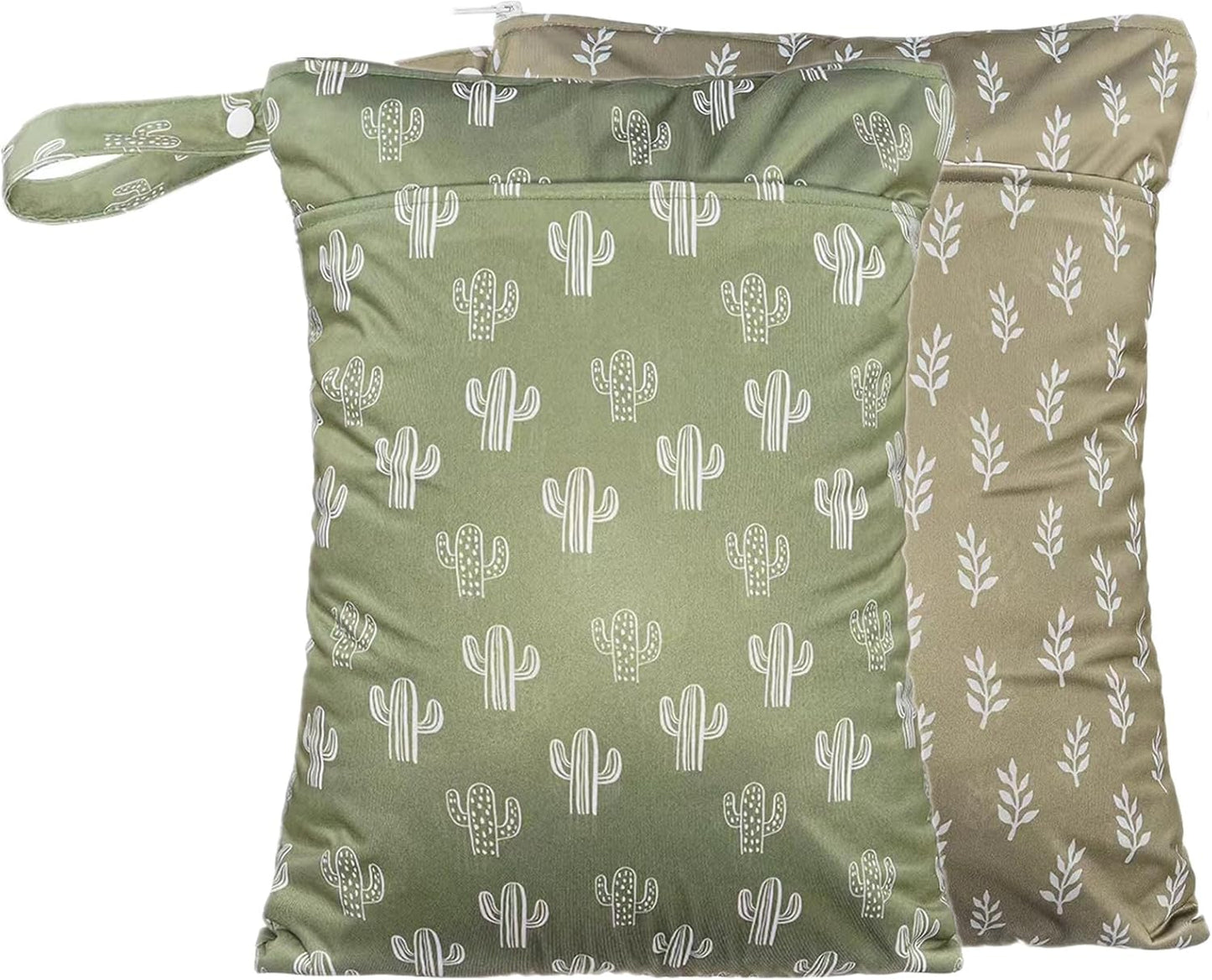 Wet Dry Bags with Two Zippered Pockets and Handle, Reusable Storage Bag for Breast Pump Parts & Baby Items, Waterproof Diaper Bags, Yoga Gym Bag for Swimsuits or Wet Clothes-2pcs, 11.8*15.75"