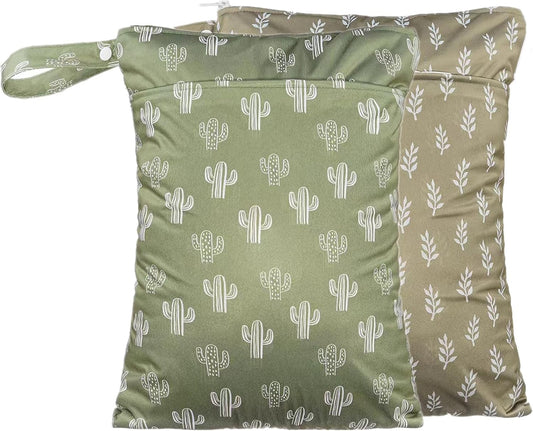 Wet Dry Bags with Two Zippered Pockets and Handle, Reusable Storage Bag for Breast Pump Parts & Baby Items, Waterproof Diaper Bags, Yoga Gym Bag for Swimsuits or Wet Clothes-2pcs, 11.8*15.75"