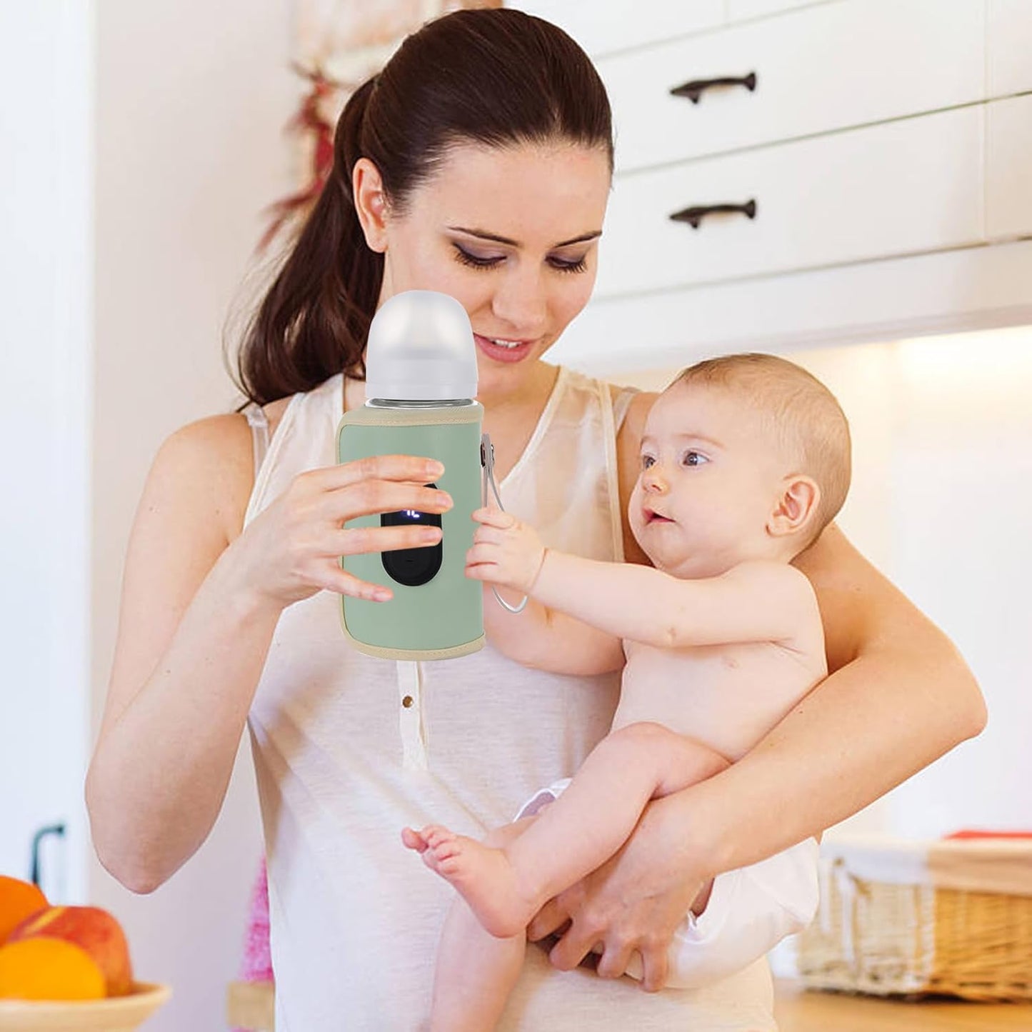 Portable Baby Bottle Warmer Portable Bottle Warmer 18W Quick Heating Baby Bottle Warmer Temperature Adjustable USB Baby Bottle Heater for Home Family Green
