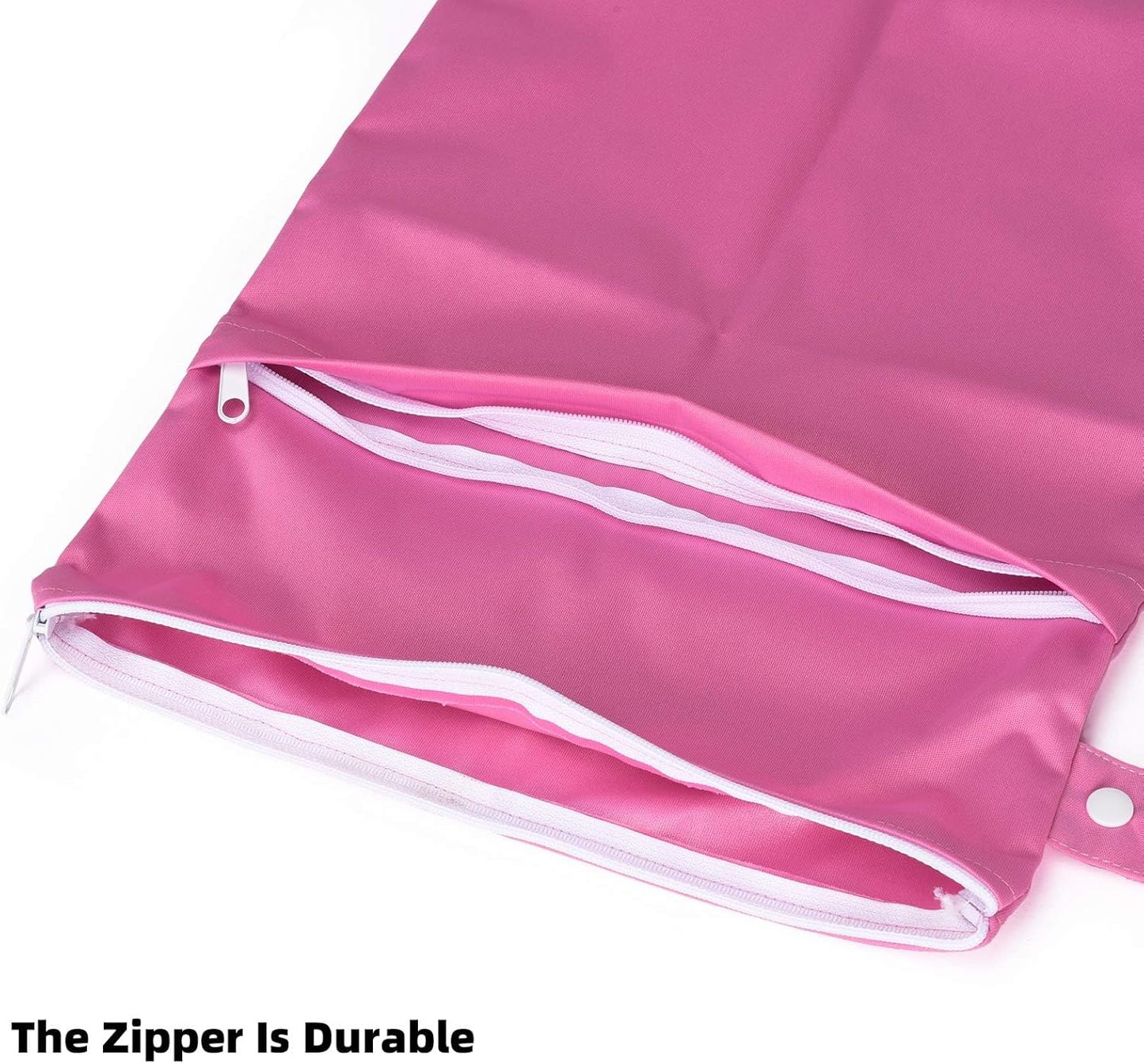 3 Pack Wet Dry Bags for Baby Cloth Diapers,Washable Travel Bags,Beach,Pool,Gym Bag for Swimsuit/Wet Clothes with 2 Pockets (11" x 14.3")-Pink,Grey,Blue