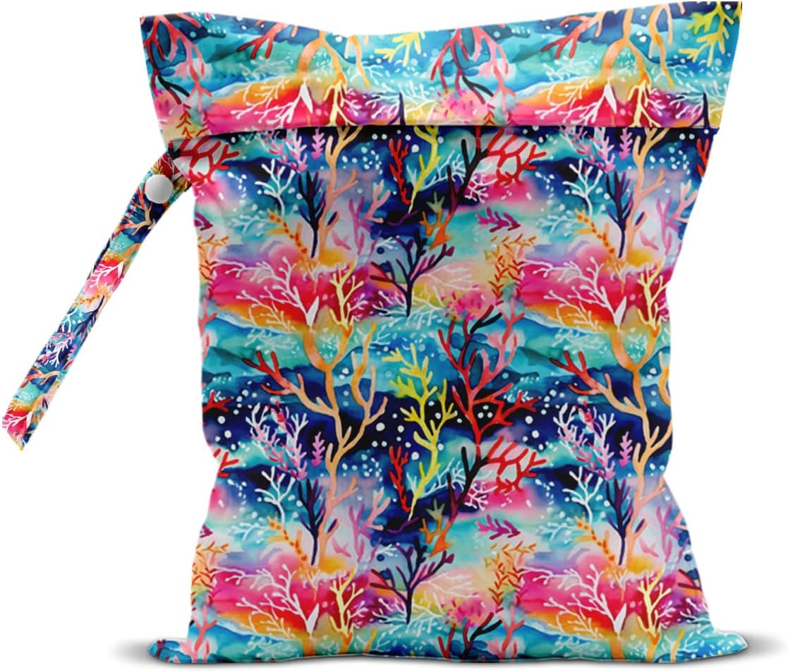 Wet Bag for Swimsuit, Beach Travel Essentials Wet Dry Bag, for Sunscreen Toiletry Dirty Clothes Yoga Gym Diaper, Friends Summer Beach Vacation Gifts. Colorful coral