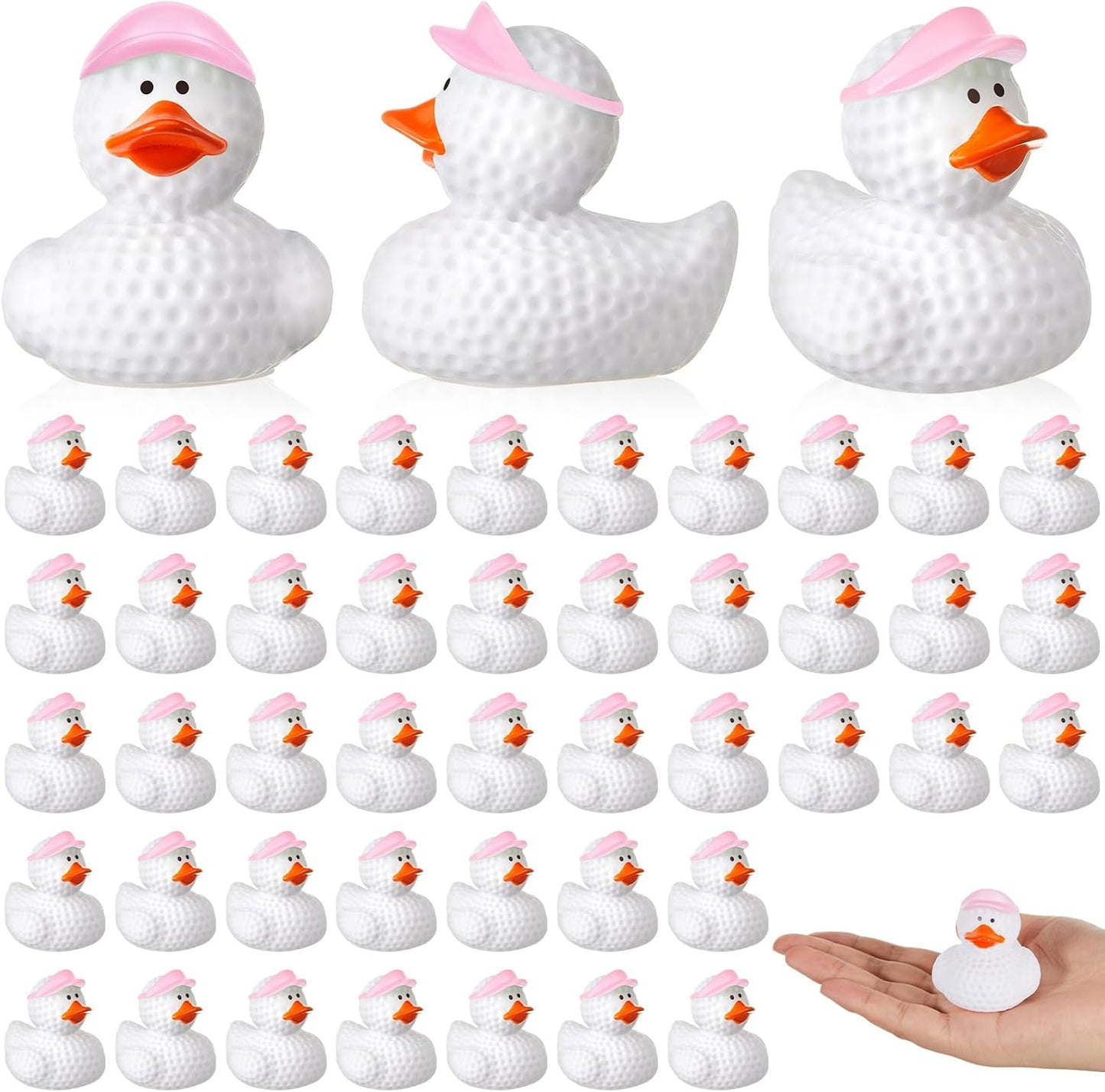 Deekin 50 Pcs Rubber Duck 2 Inch Bulk Sport Party Favors for Birthday Party Decorations Club Player Gift (Golf Pink)