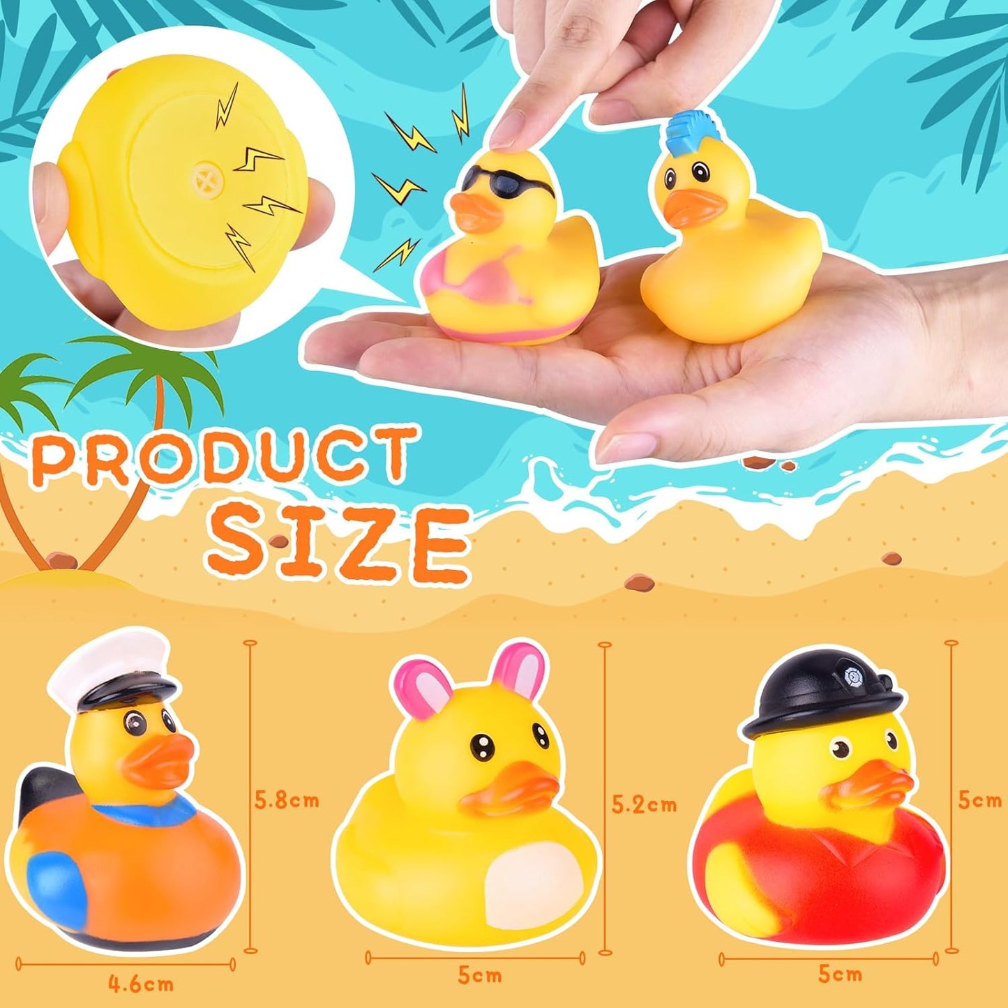 Jeep Ducks Assortment - 110 Packs Small Rubber Duckies for Toddler Baby Bath Toys, Floater, Pool Toys, Kids Party Favors with Mesh Carry Bag