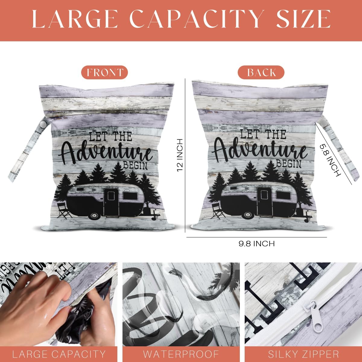 4 Pack Camping Wet Bag Waterproof Reusable Wet Dry Bag for Swimsuit Diaper Travel Beach Pool Toiletries Funny Novelty Gifts for Campers Camping Accessories for Rv Camper Mommy Mama Birthday Christmas