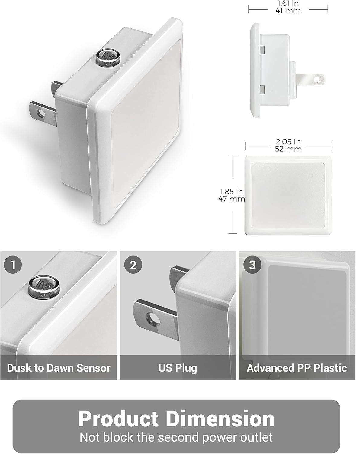 JandCase Night Lights Plug into Wall, LED Night Light with Light Sensors[2 Pack], 5000K Bright Night Light for Bathroom,Nightlight Plug in Suitable for Living Room, Adults, Hallway