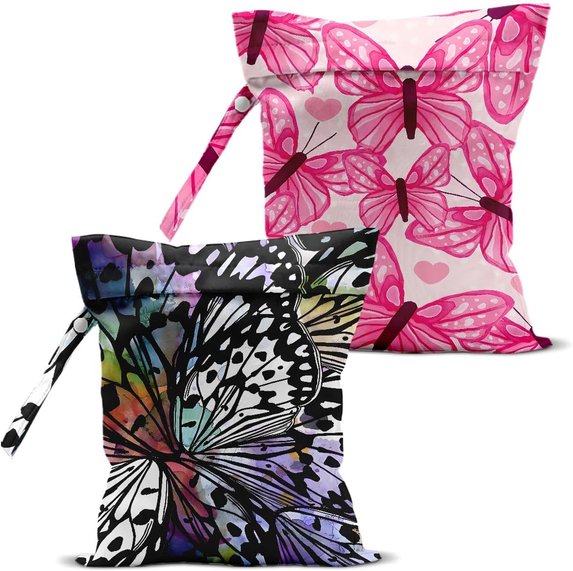 Butterfly Gifts for Women, 2Pcs Butterfly Print Wet Bags, Wet Dry Bag Reusable Zipper Pouch for Swimsuit, Diapers, Beach, Dirty Yoga Gym Clothes, Toiletries, Waterproof Birthday Gifts