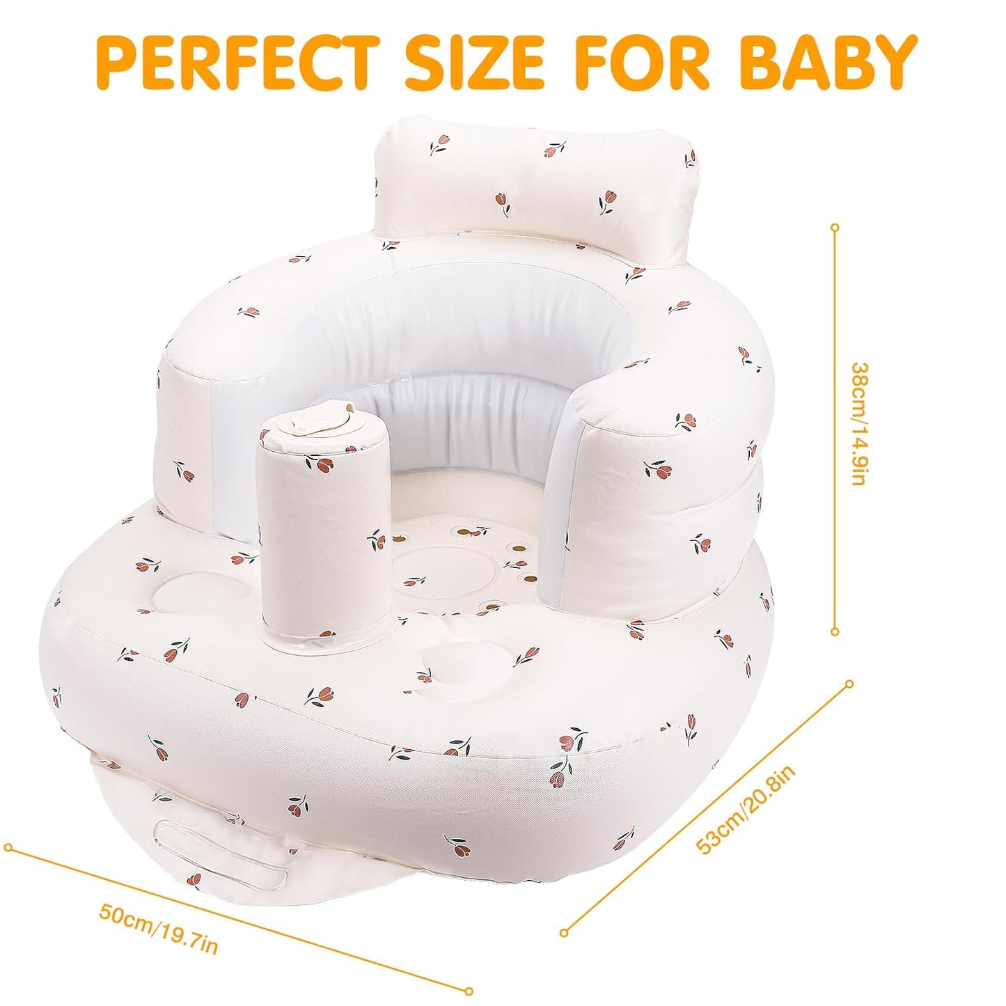Baby Beach Chair，Upseat Baby Seat，Inflatable Baby Seat with Built in Pump, Baby Floor Seats for Sitting Up- Tulip