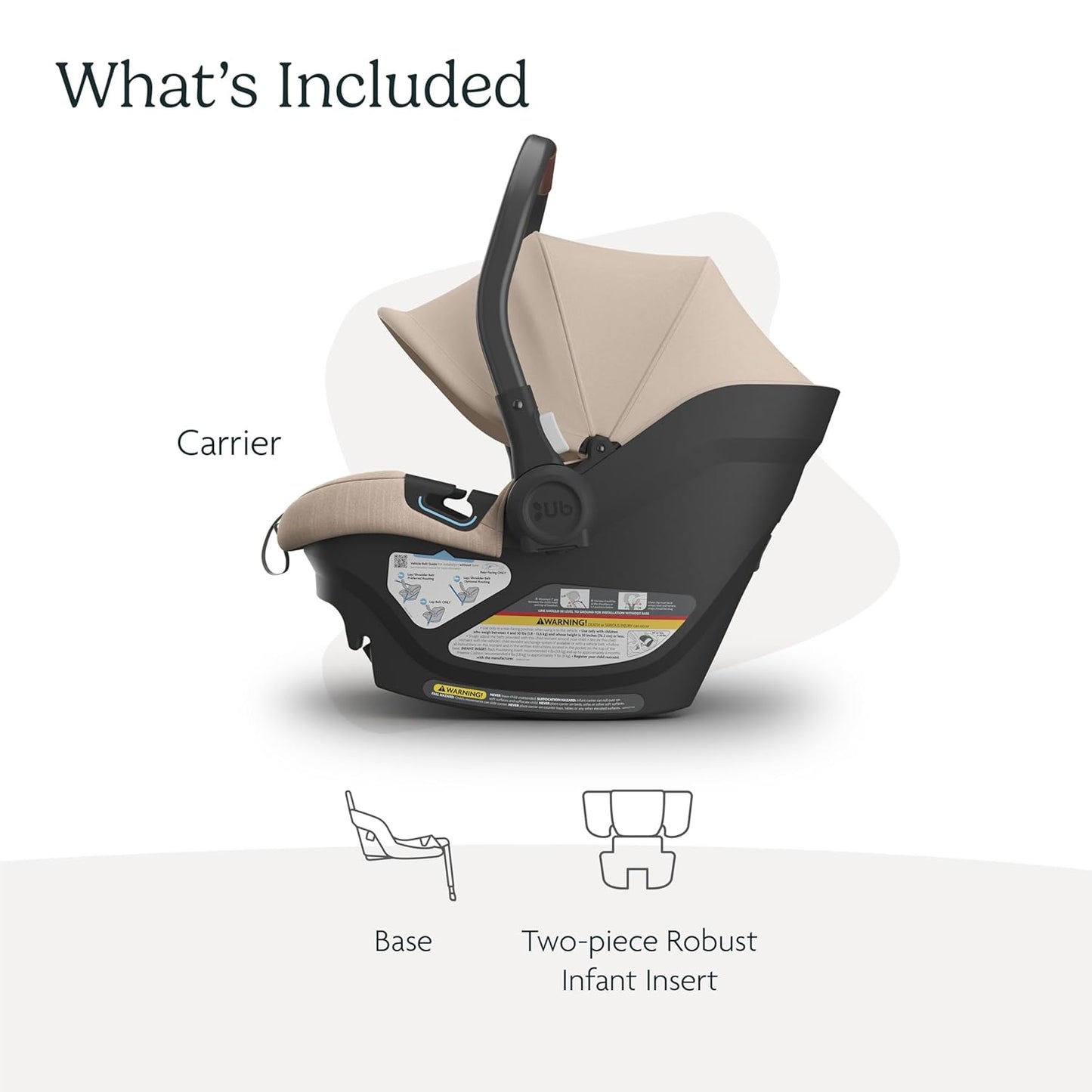UPPAbaby Aria Lightweight Infant Car Seat/Just Under 6 lbs for Easy Portability/Base with Load Leg + Infant Insert Included/Direct Stroller Attachment/Declan (Oat Mélange/Chestnut Leather)