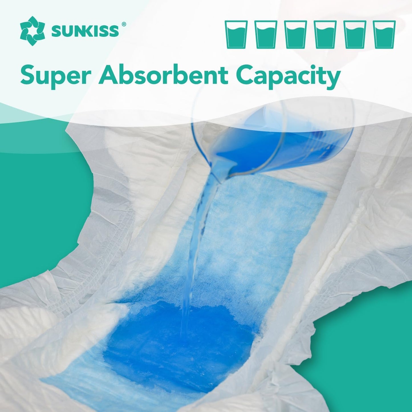 SUNKISS TrustPlus Adult Diapers with Maximum Absorbency, Unisex Disposable Incontinence Briefs with Tabs for Men and Women, Odor Control, Small/Medium, 15 Count